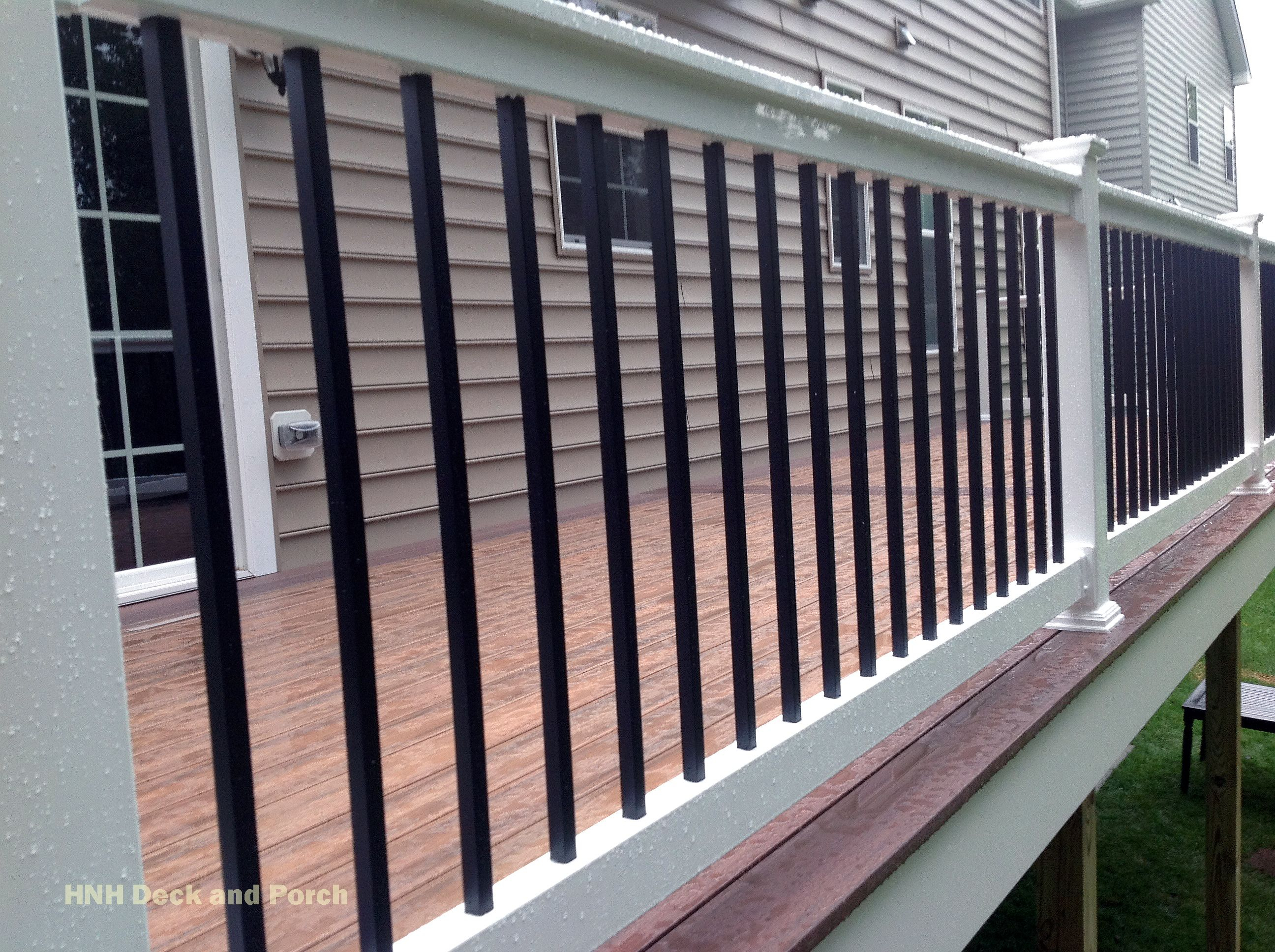 Longevity White Pvc Railing With Black Square Aluminum Balusters pertaining to proportions 2592 X 1936