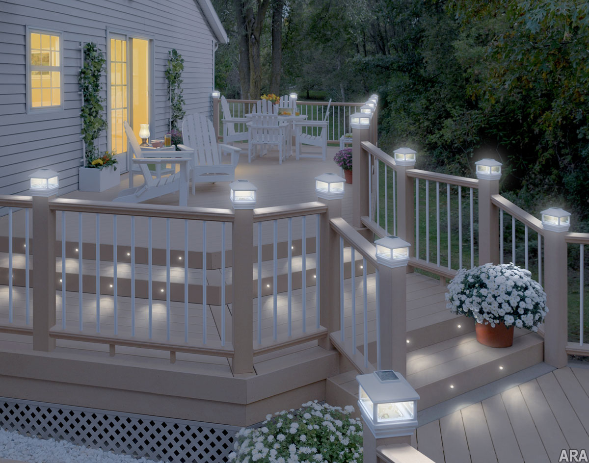 Luxury Terrace Area With Post Cap Style Solar Deck Lights Wooden with regard to sizing 1200 X 944