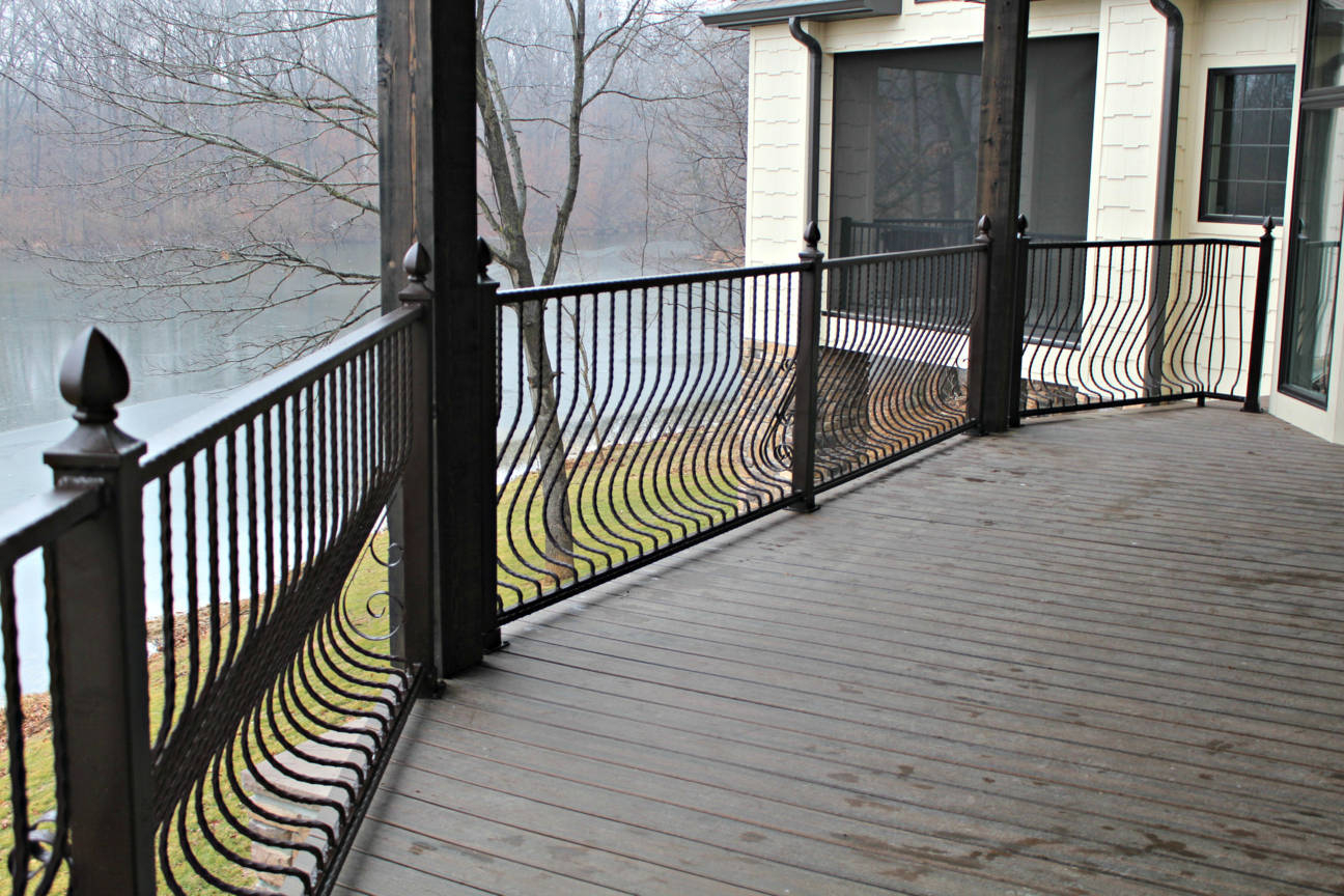 Metal Deck Railing Installed Wrought Iron Balusters in dimensions 1296 X 864