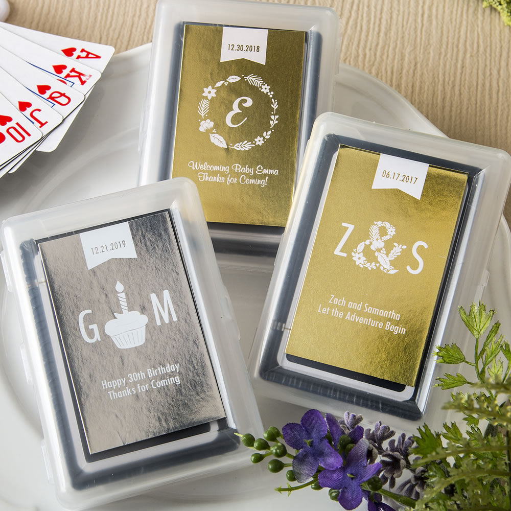 Metallic Personalized Playing Card Favors Silver Or Gold pertaining to size 1000 X 1000