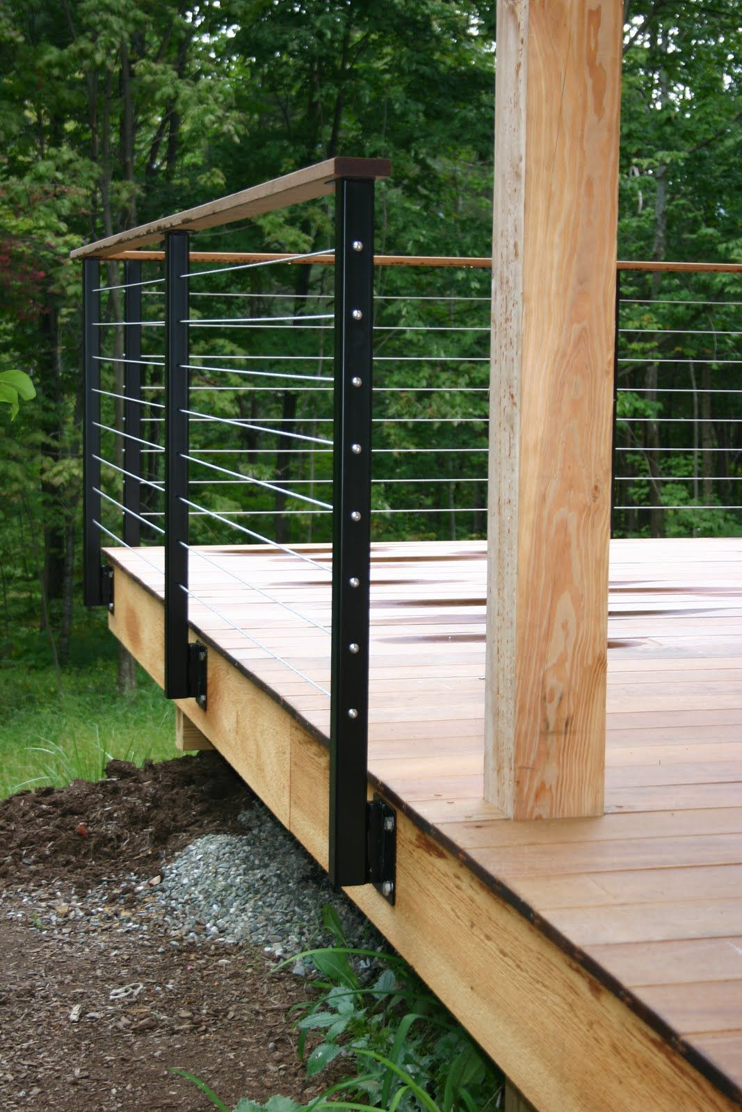 Modern Cabin Deck Railing Metal Railing Posts Wire Wood Deck within proportions 1067 X 1600