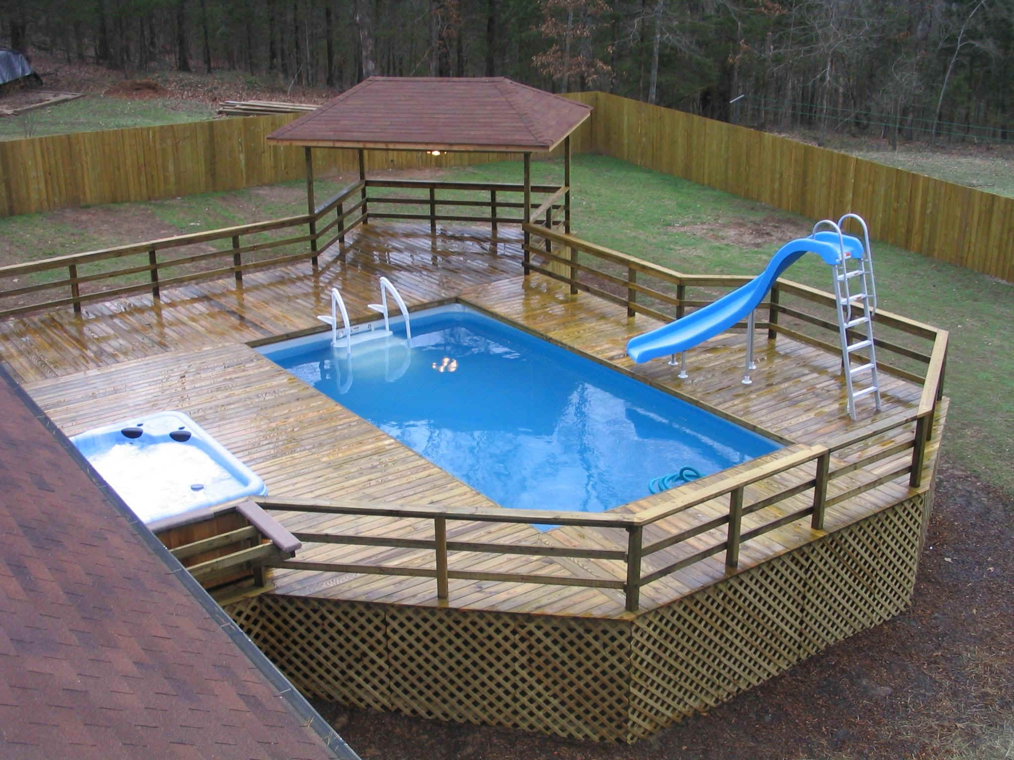 Outdoor Beautiful Design Above Ground Swimming Pools With Decks for measurements 2048 X 1536