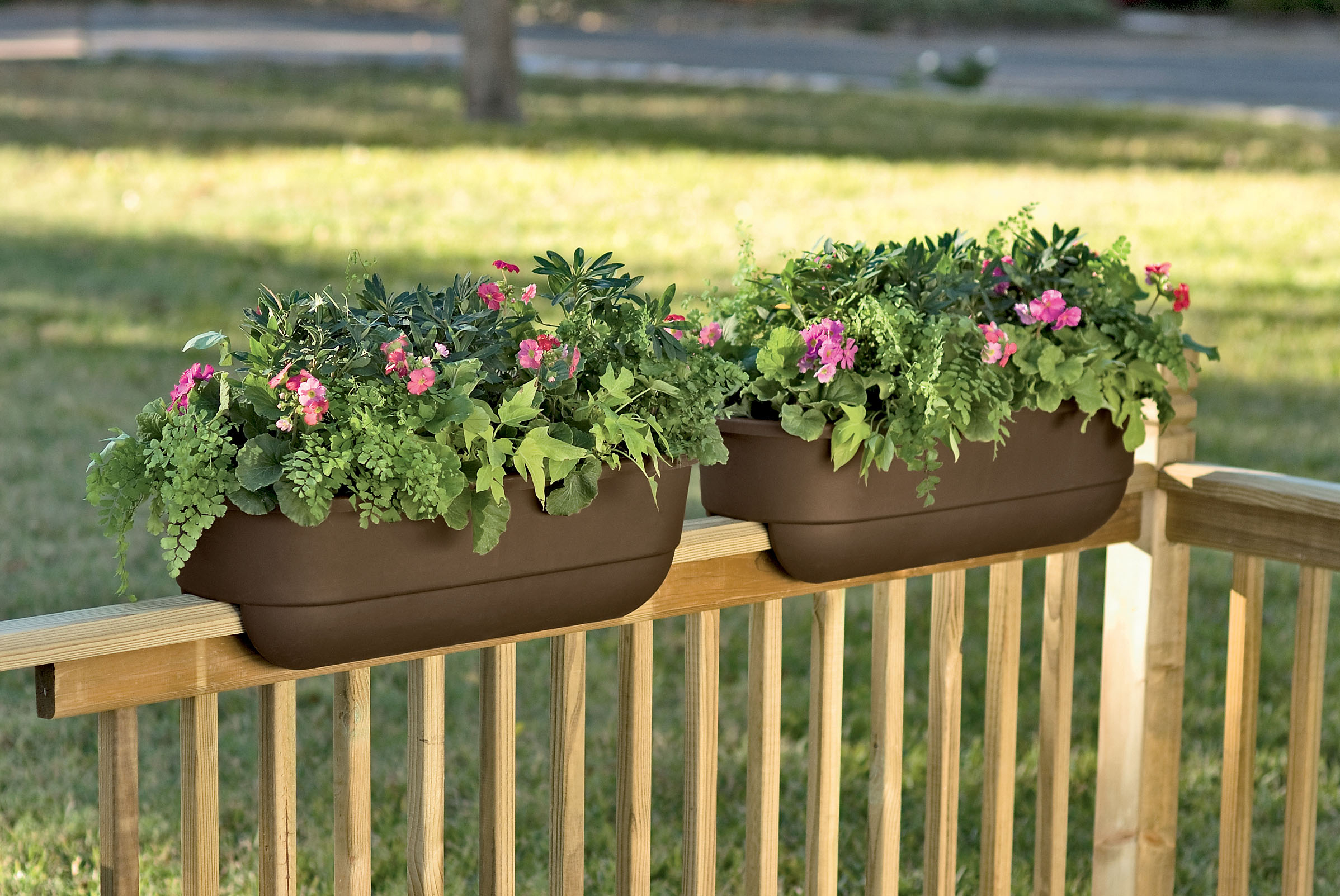 Outdoor Beautiful Railing Planters For Your Fence Or Deck Railing within size 2396 X 1603