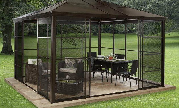 Outdoor Metal Gazebo Screen Houses Pergola In 2019 Backyard inside sizing 1348 X 899