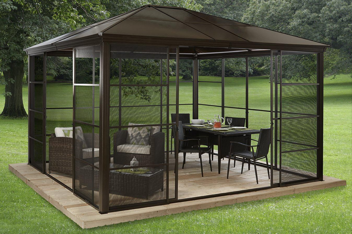 Outdoor Metal Gazebo Screen Houses Pergola In 2019 Backyard inside sizing 1348 X 899