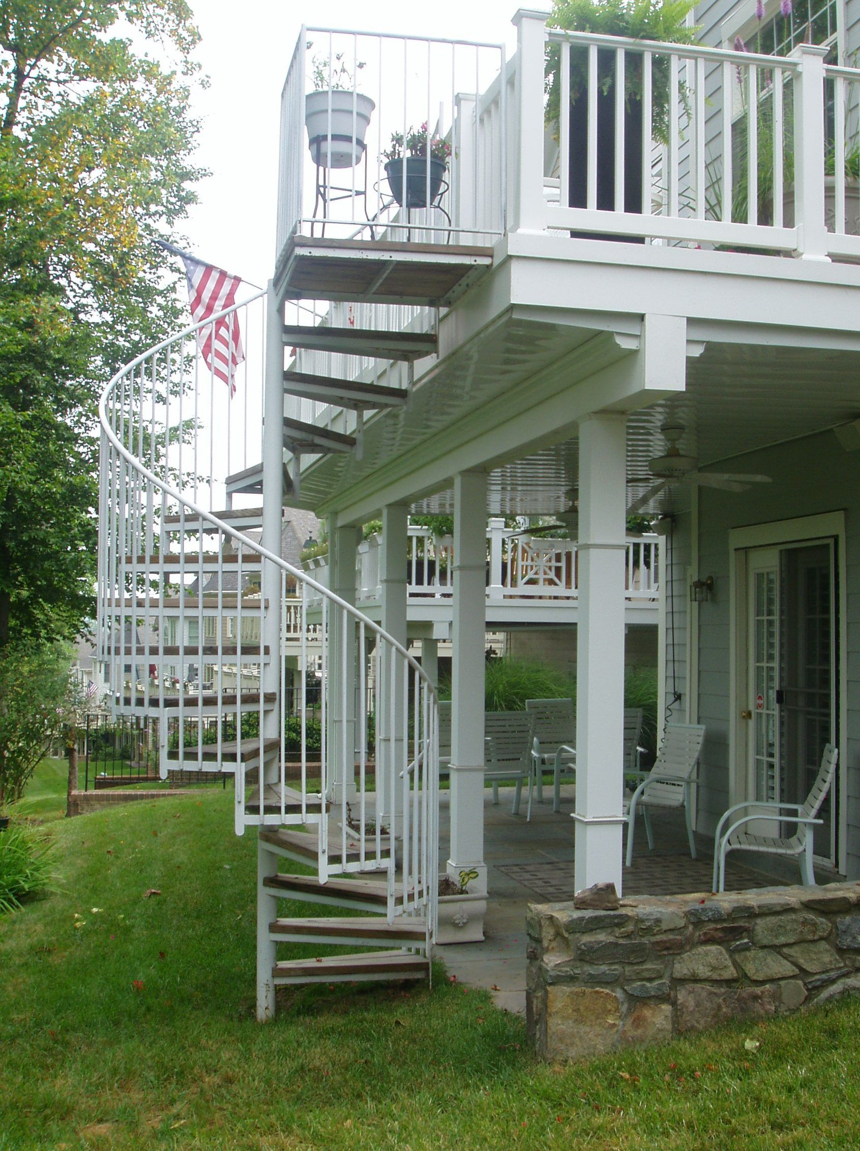 Outdoorspiraldeckstairs Steel Spiral Staircase Virginia within proportions 1691 X 2263