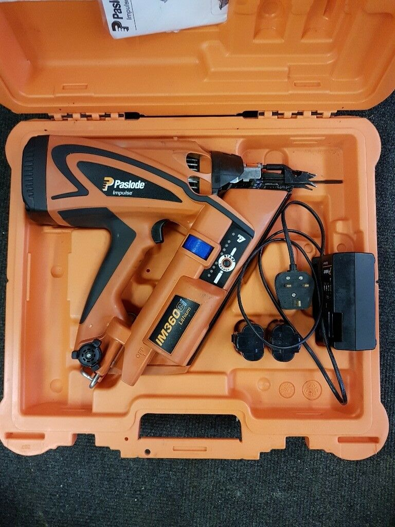 Paslode Im360ci Nail Gun 2 Batteries A Charger Case within sizing 768 X 1024