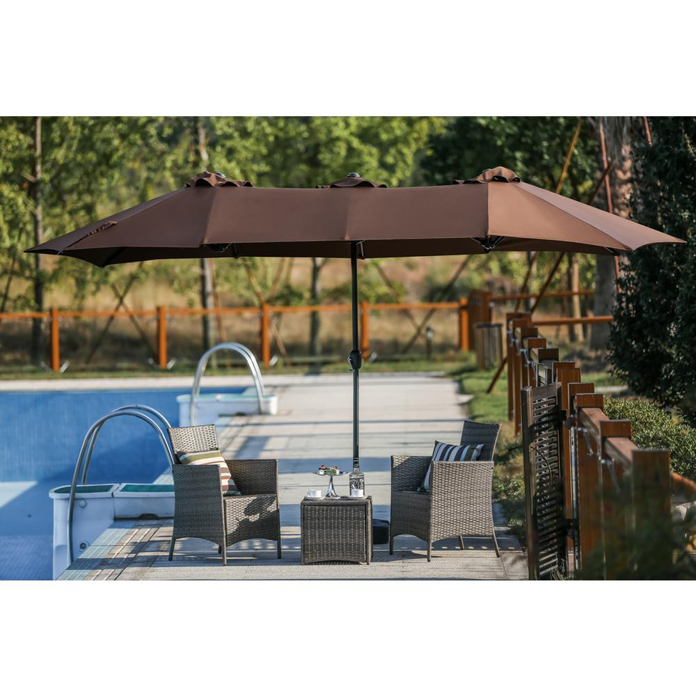 Patio Festival 9 X 15 Ft Steel Market Patio Umbrella In Brown within sizing 1000 X 1000