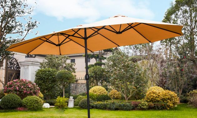 Patio Festival 9 X 15 Ft Steel Market Patio Umbrella In Khaki with proportions 1000 X 1000