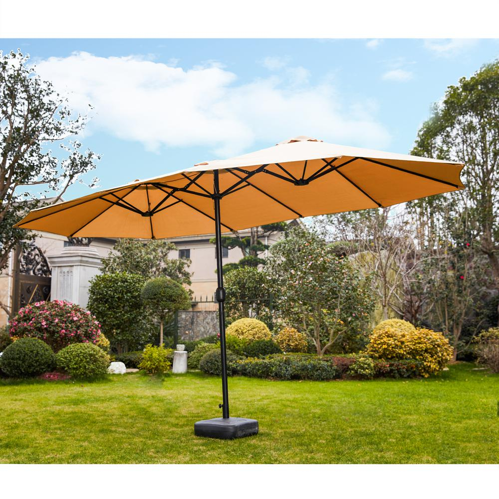 Patio Festival 9 X 15 Ft Steel Market Patio Umbrella In Khaki with proportions 1000 X 1000