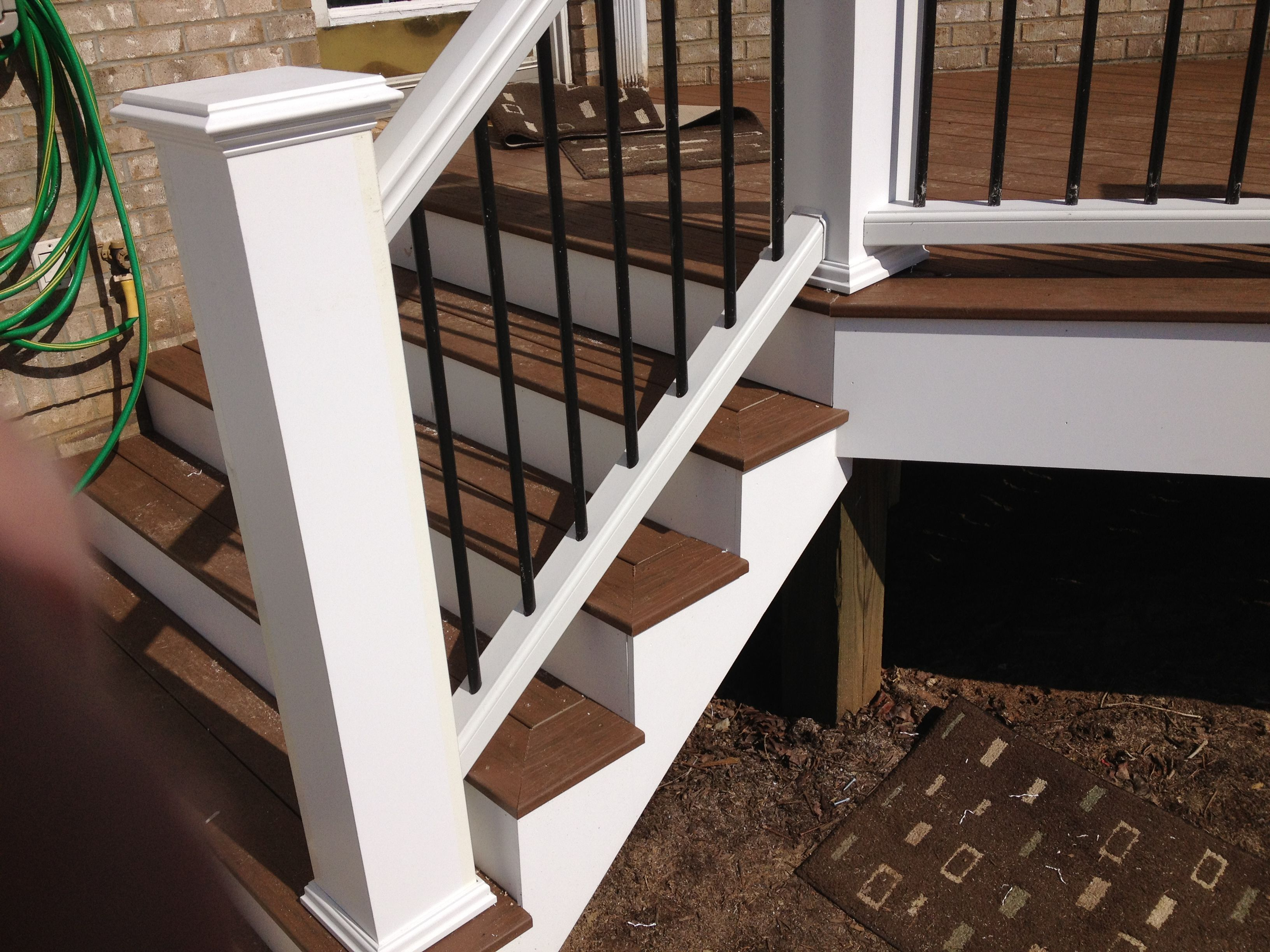 Picture Framed Stairs With Trex Railings And Oversized Newel Posts pertaining to size 3264 X 2448