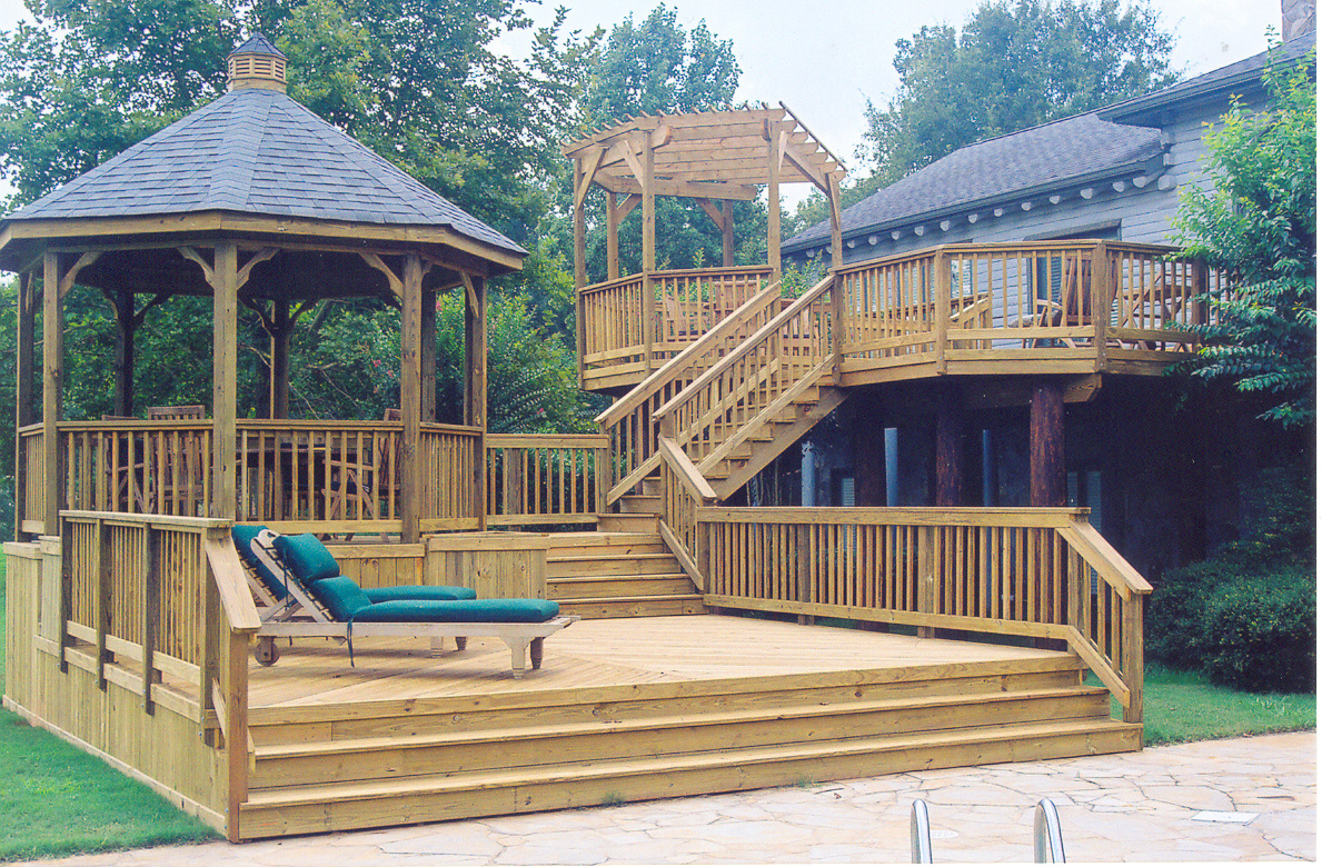 Poolside Multilevel Deck With Gazebo Archadeck Outdoor Living within proportions 1189 X 780