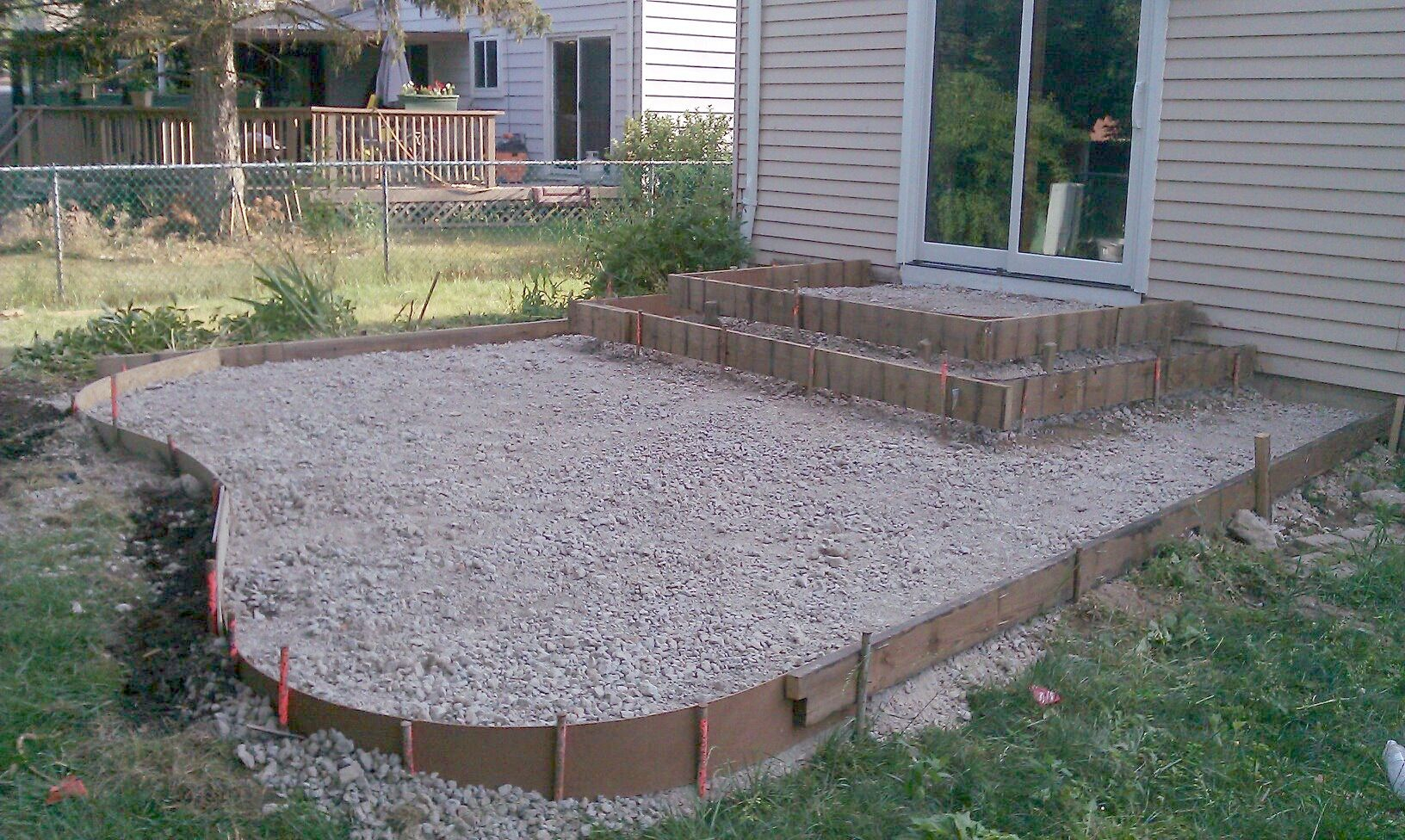 Poured Concrete Patio Designs Patio And Steps Were Framed And for measurements 1632 X 976