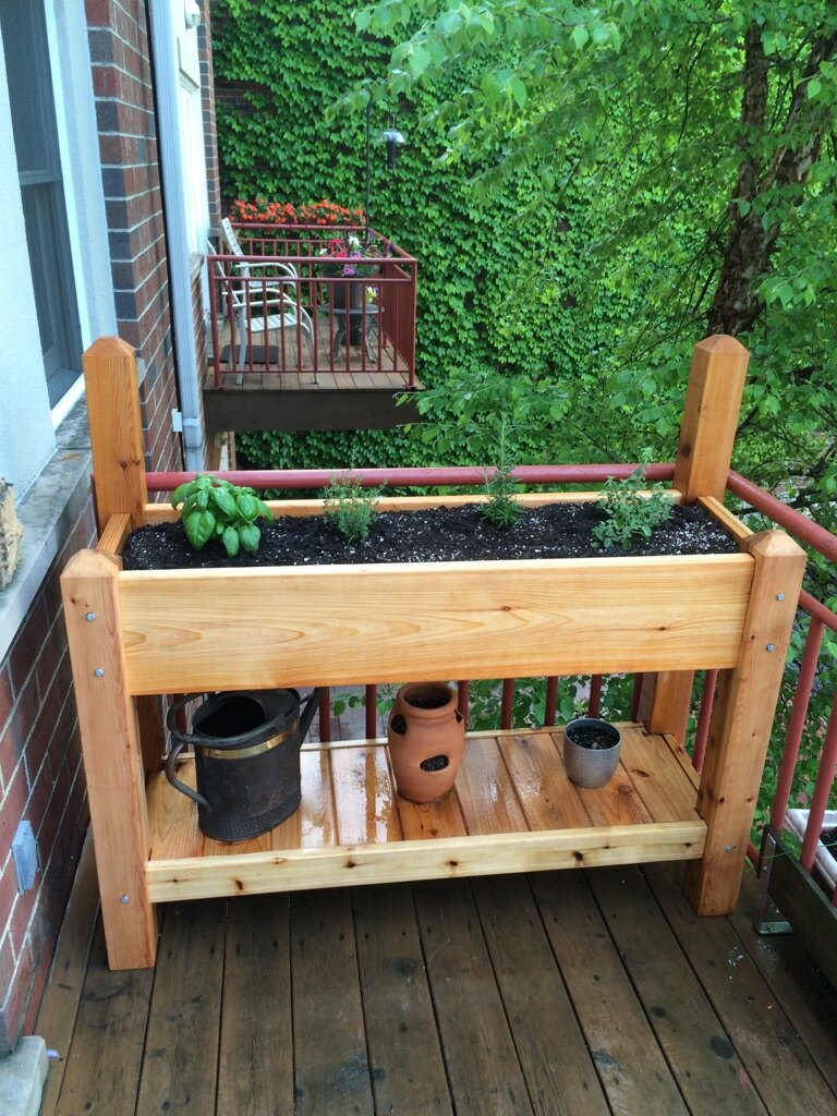 Raised Garden Bed For Deck And Raised Herb Garden Cedar Filled And intended for proportions 768 X 1024