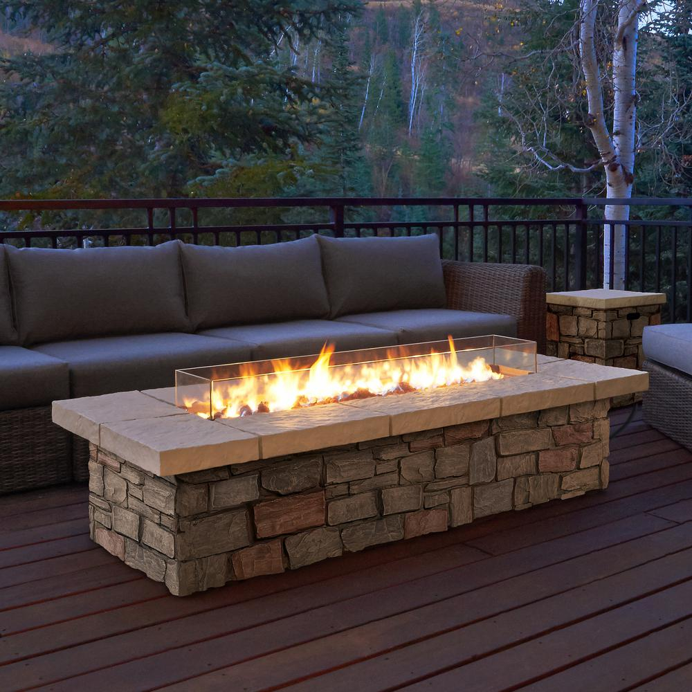 Real Flame Sedona 66 In X 19 In Rectangle Fiber Concrete Propane Fire Pit In Buff With Natural Gas Conversion Kit within proportions 1000 X 1000