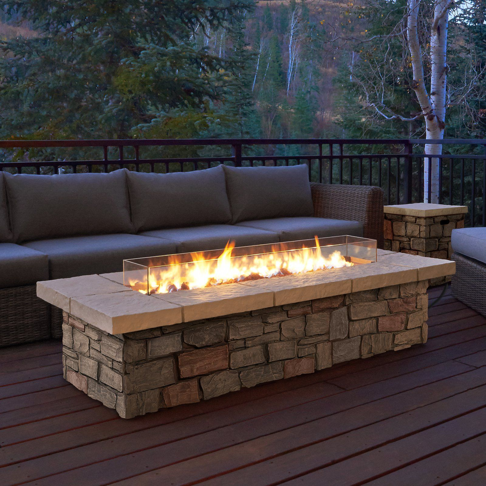 Real Flame Sedona Rectangle Propane Gas Fire Table With Optional within sizing 1600 X 1600