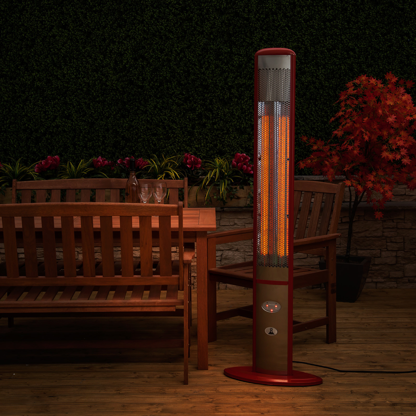 Red Slimline Electric Patio Heater Fire Mountain Red Color with regard to dimensions 1600 X 1600