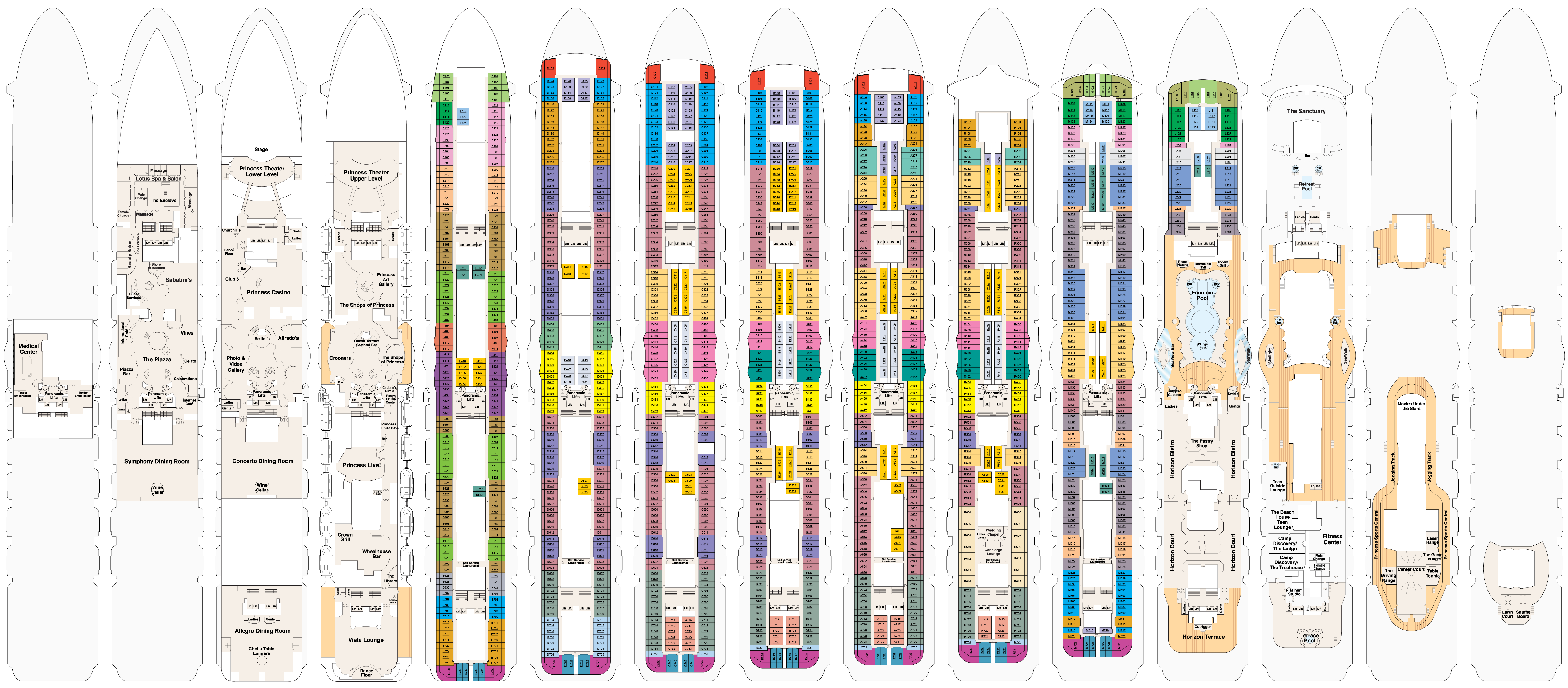 Regal Princess Deck Plans Cruiseind for proportions 6135 X 2690