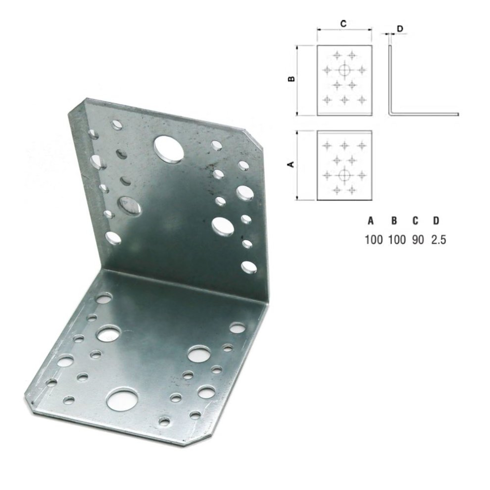 Reinforced Galvanised Angle Bracket 100x100x25mm Heavy Duty Pack Of intended for measurements 990 X 990