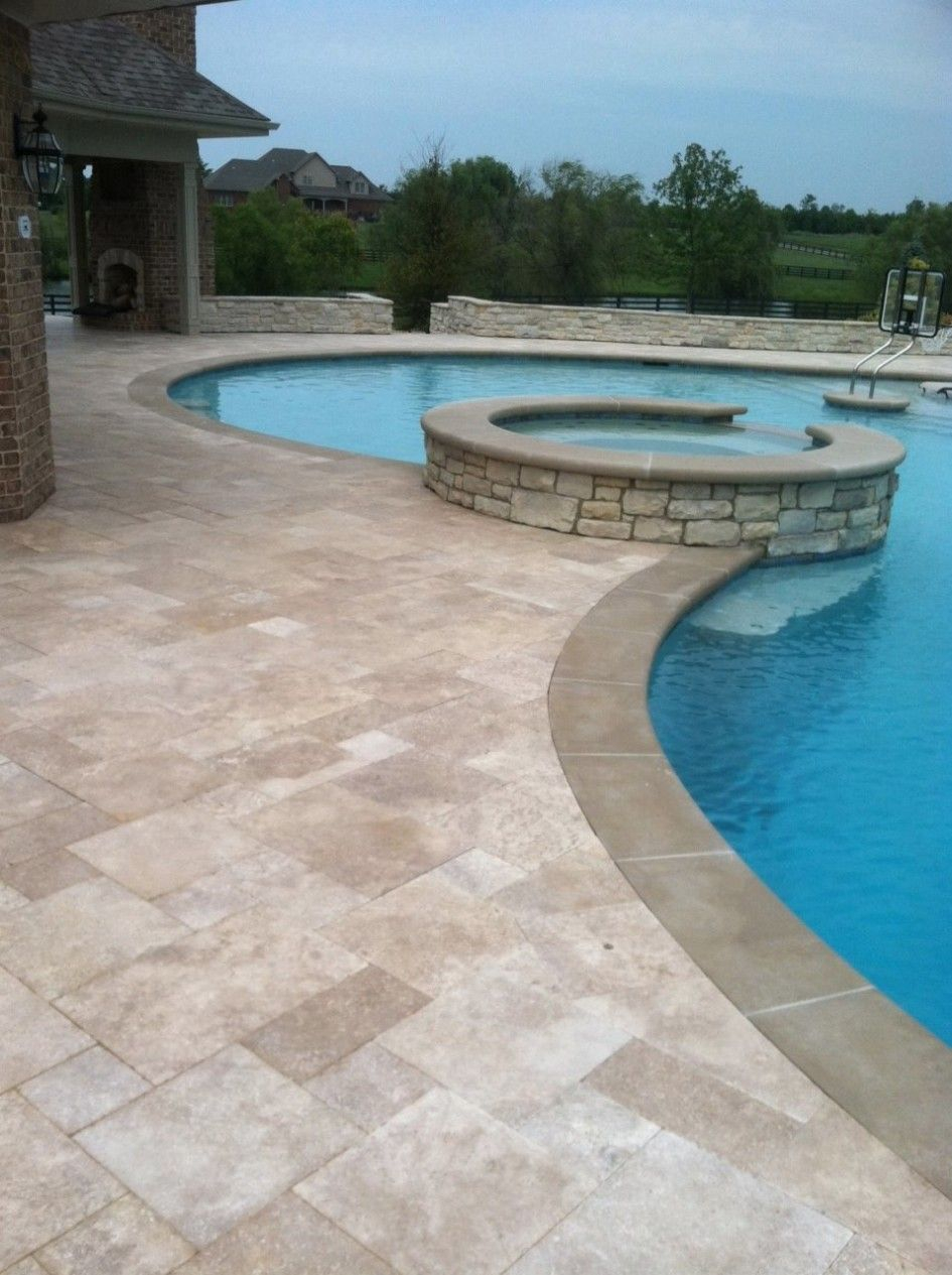 Resplendent Non Slip Pool Deck Tile With Travertine Tile Around Pool in size 945 X 1265