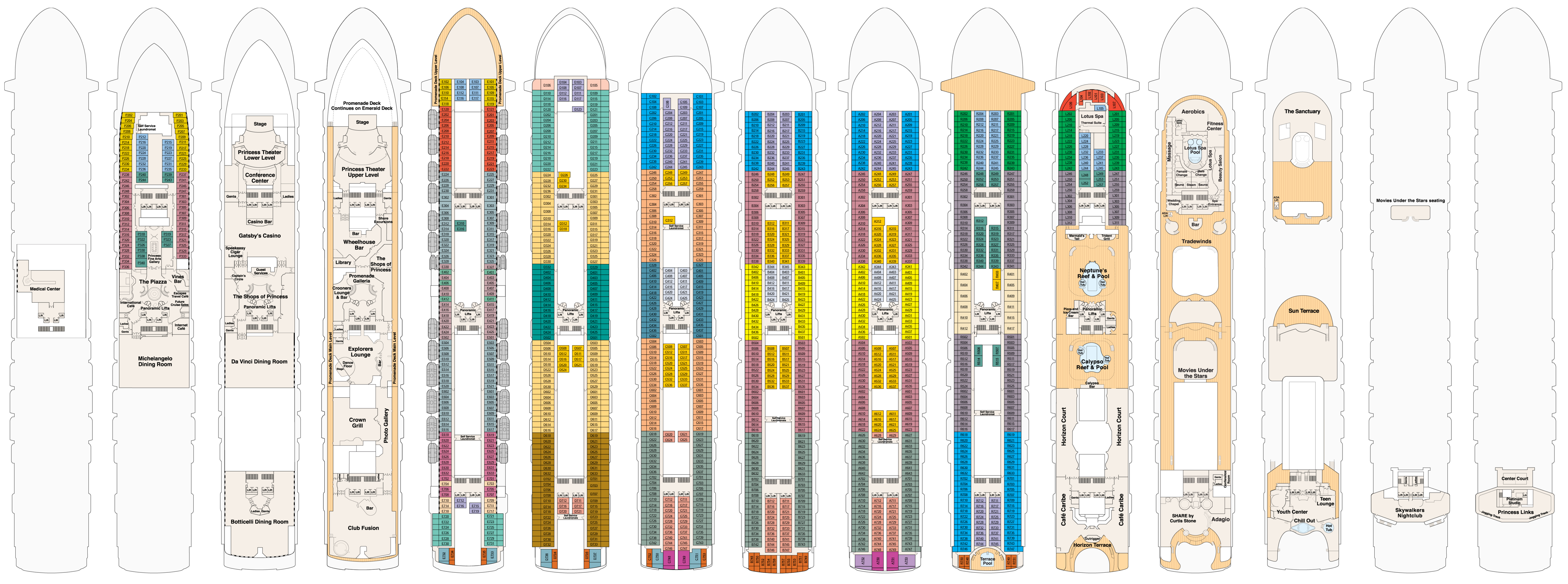 Ru Princess Deck Plans Cruiseind regarding proportions 6812 X 2540