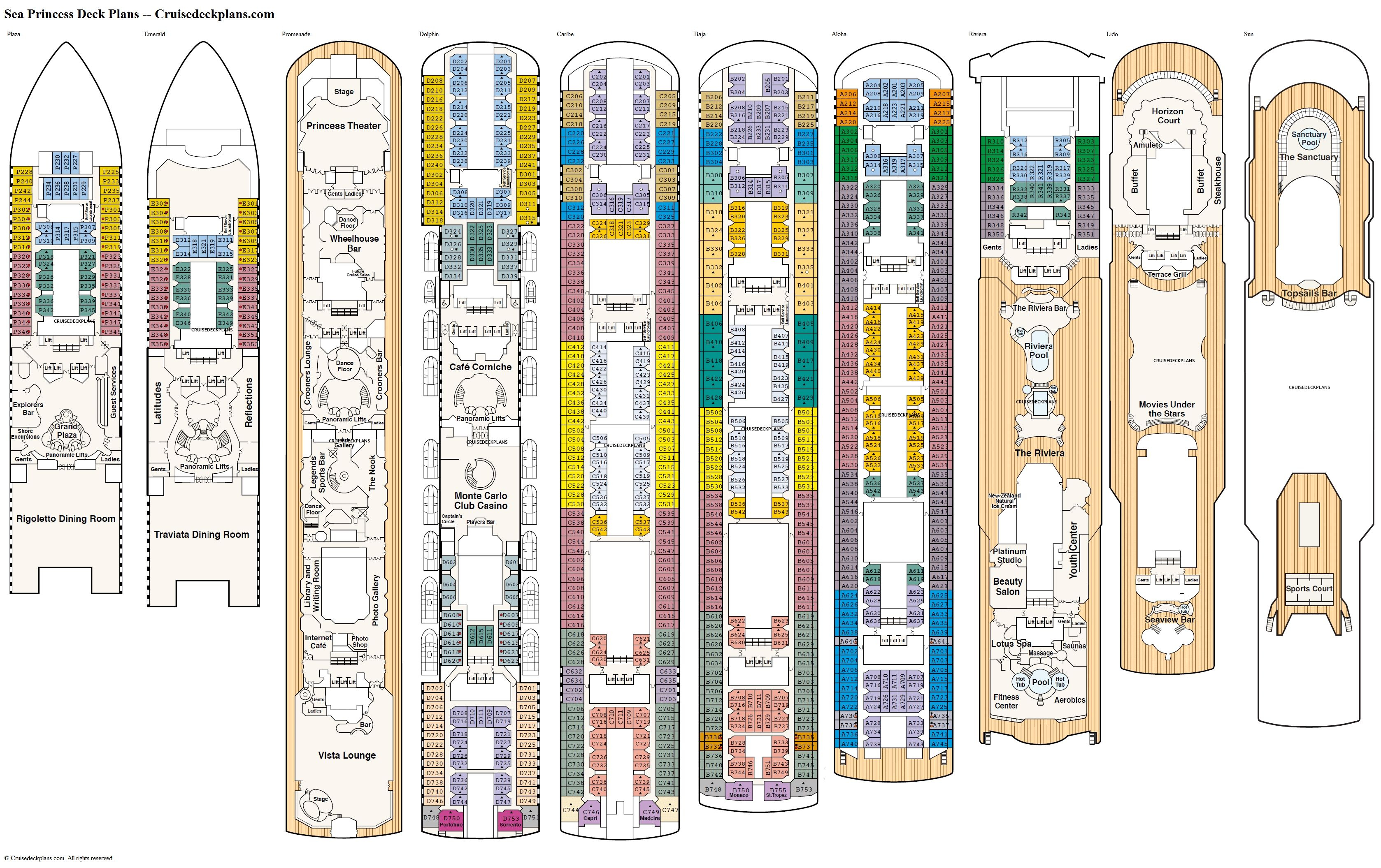 Ru Princess Printable Deck Plans Vacation Deck Plans Princess for size 3356 X 2111