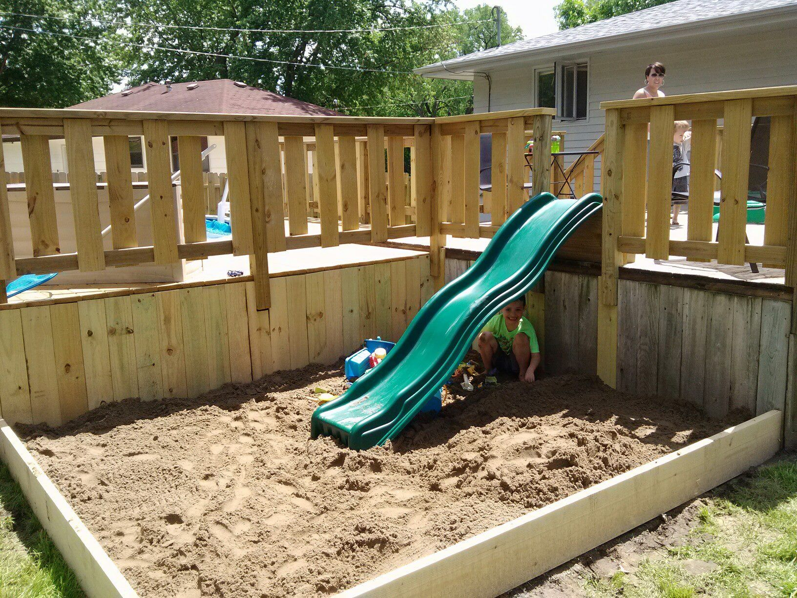 Sandbox With Slide Off Of Deck Pool Stuff In 2019 Deck Slide in dimensions 1632 X 1224