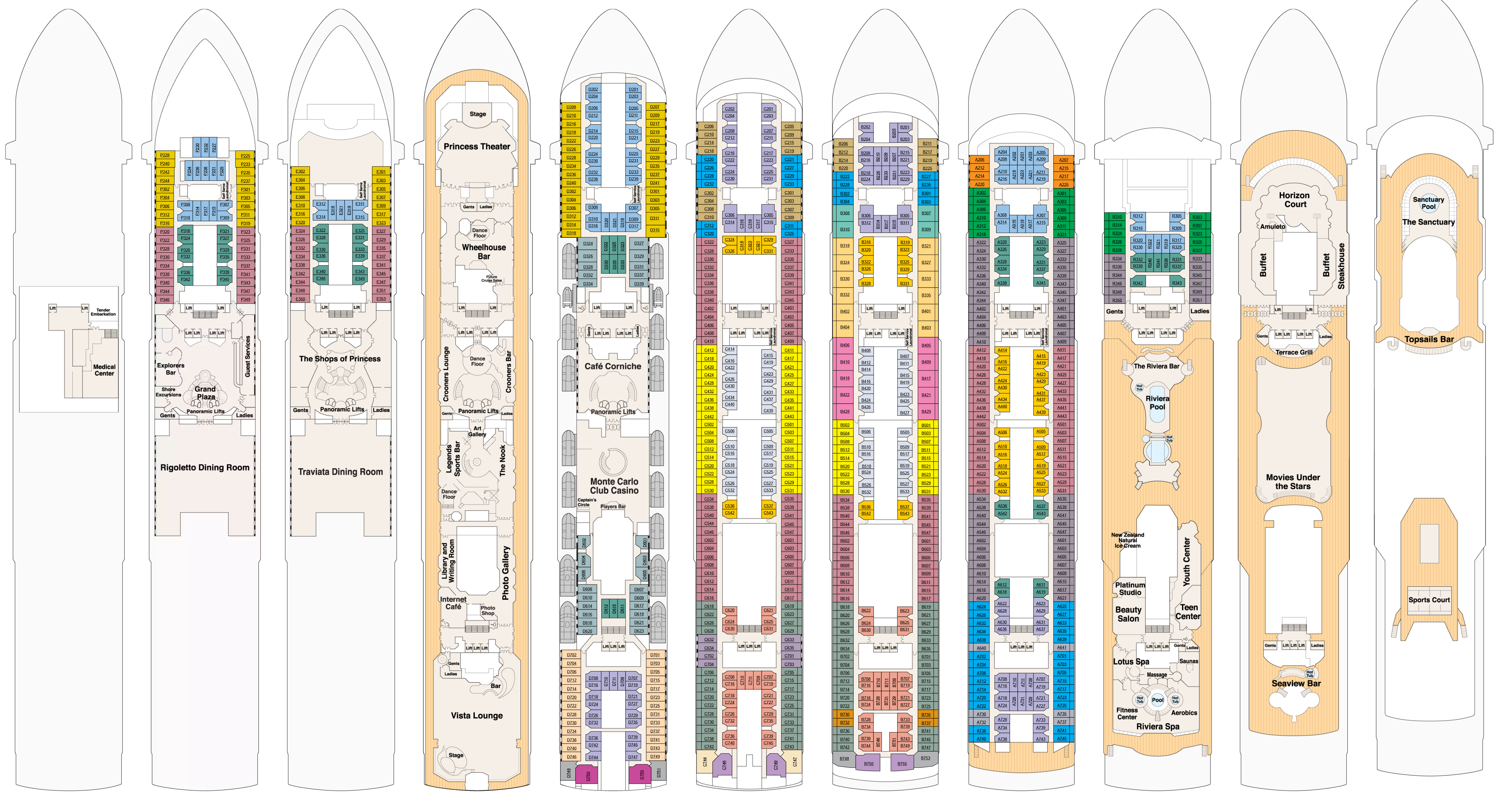 Sea Princess Deck Plans Cruiseind with measurements 5032 X 2662