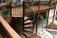 Second Story Wood Deck With Spiral Staircase And Stone Patio 2nd intended for dimensions 3072 X 2304