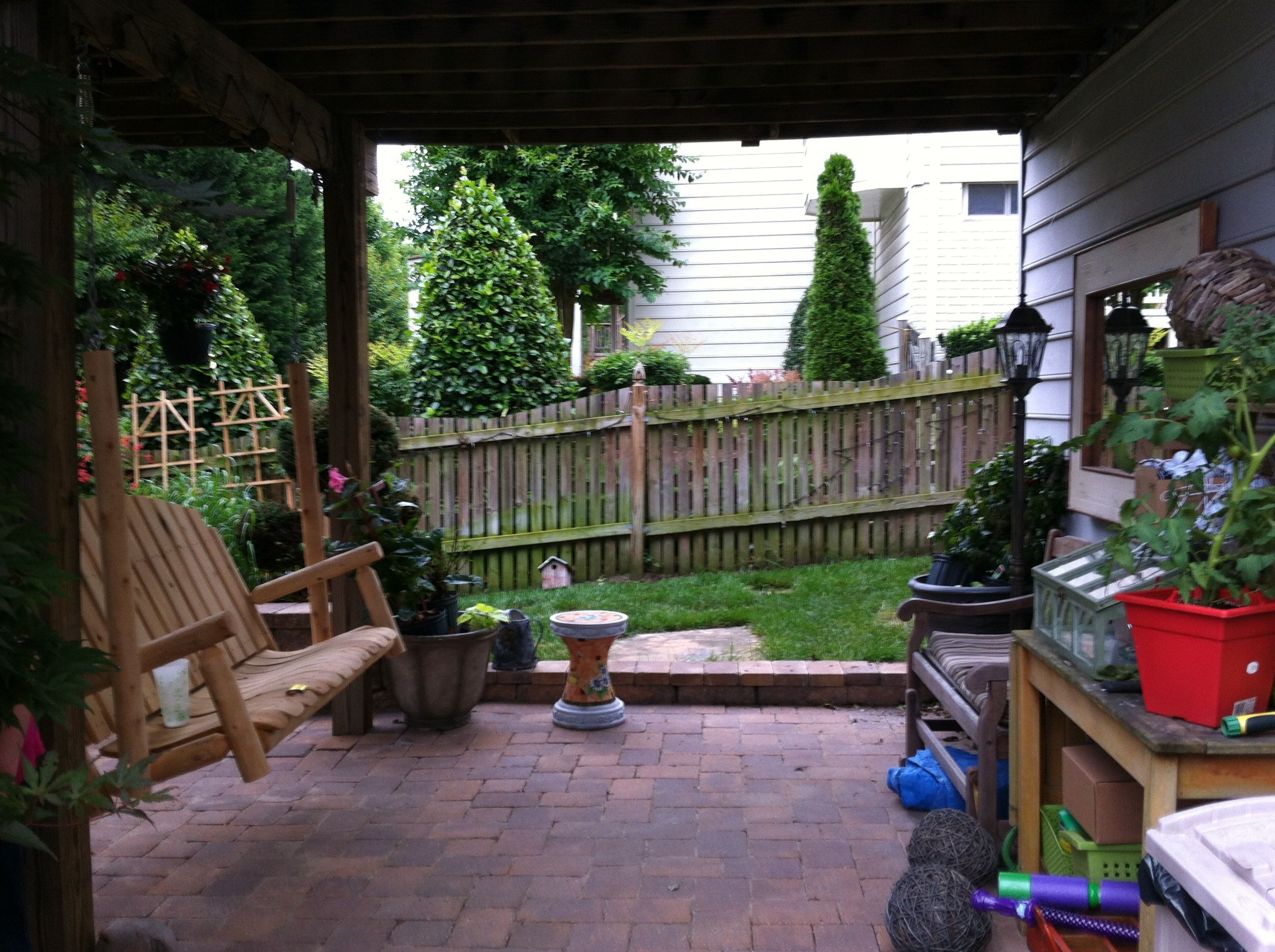 Sitting Area Under Deck Swing And Glider Our Garden In 2019 throughout size 2592 X 1936