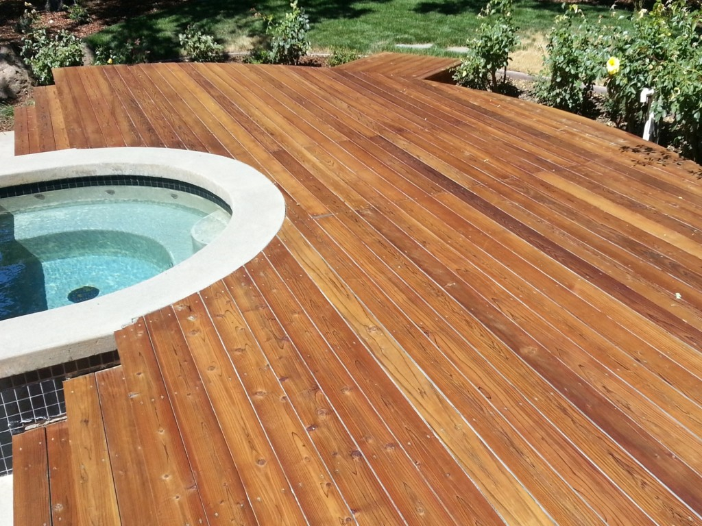 Solid Stained Redwood Deck Cal Preserving for proportions 1024 X 768