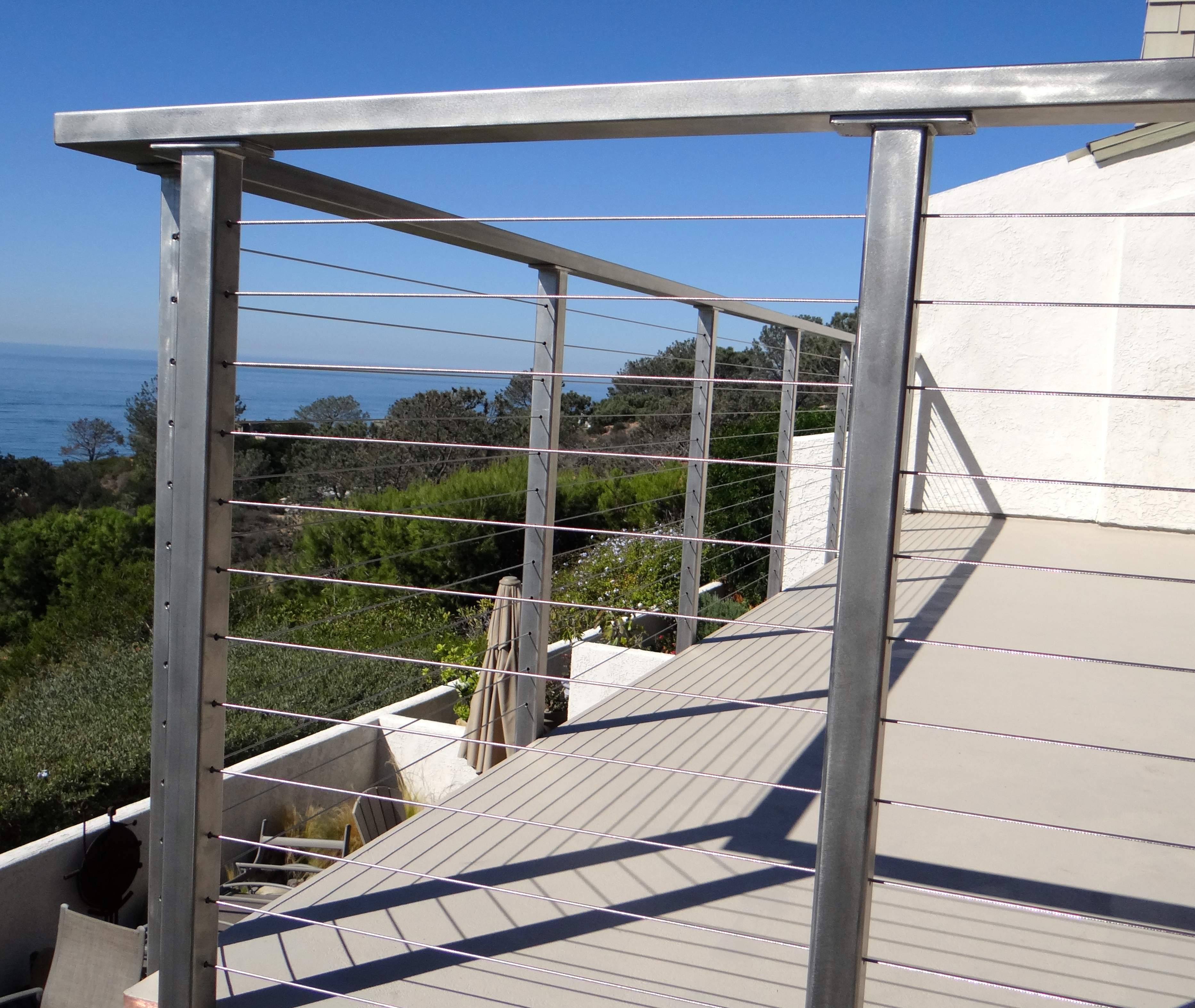 Stainless Steel Deck Railing Posts Bare San Diego Cable Railings throughout dimensions 3731 X 3145