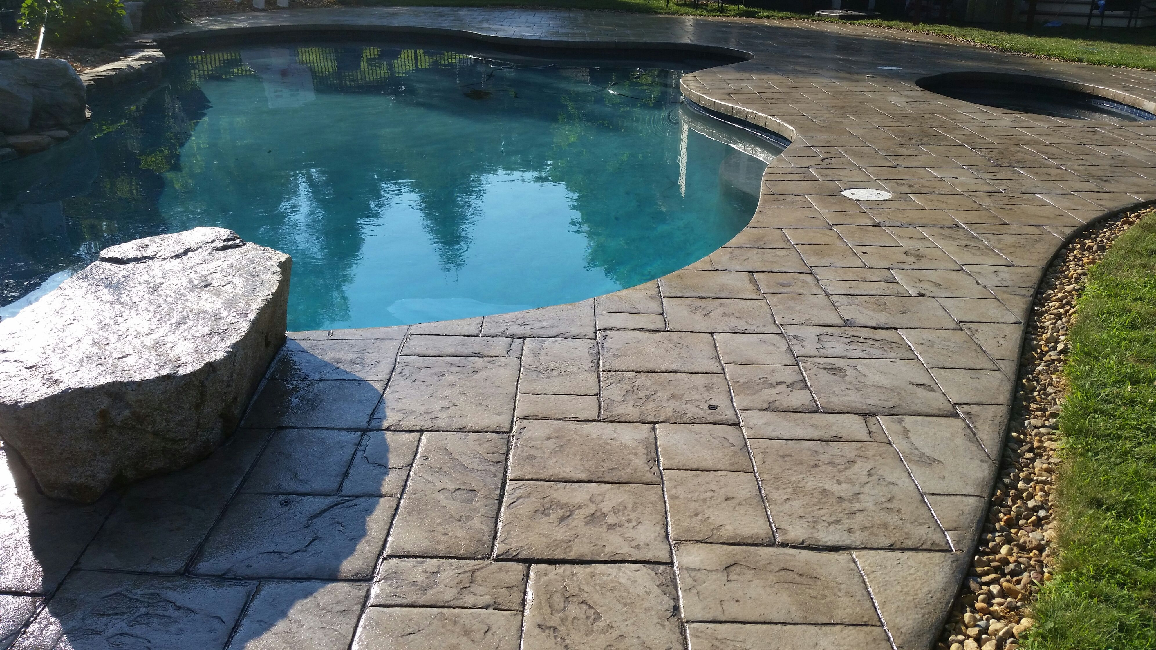 Stamped Concrete Pool Deck Sealed With The Foundation Armor Ar350 throughout size 3984 X 2241