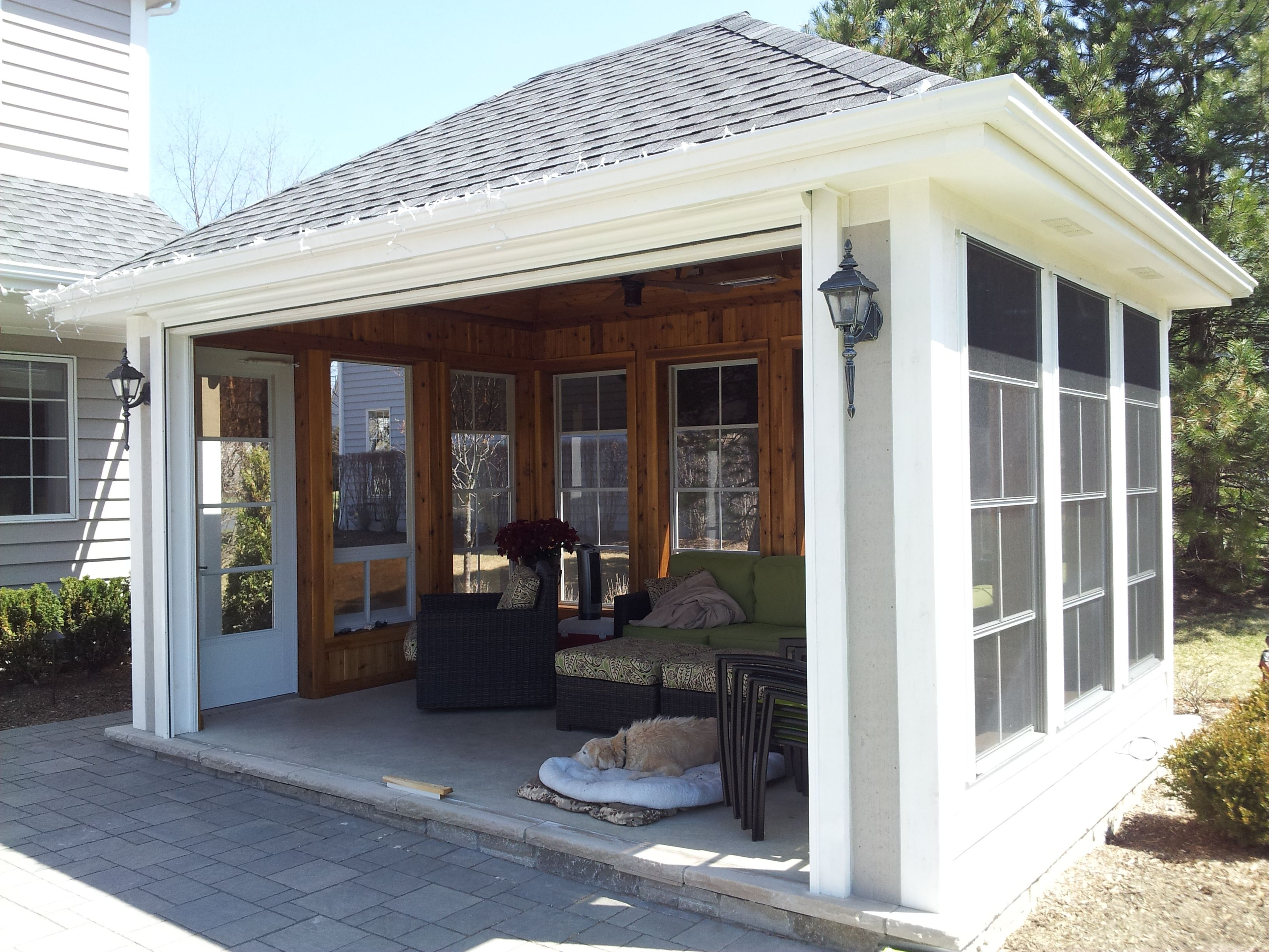 Stand Alone Screen Porch 3 Seasons Room W Remote Roll Up Door with regard to size 3264 X 2448