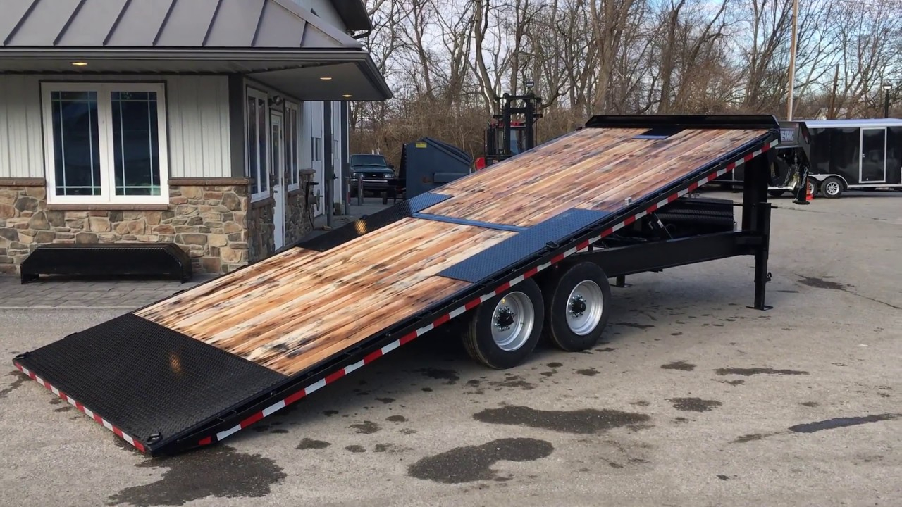 Sure Trac Gooseneck Deckover Hydraulic Tilt Flatbed Trailer 102x22 for size 1280 X 720