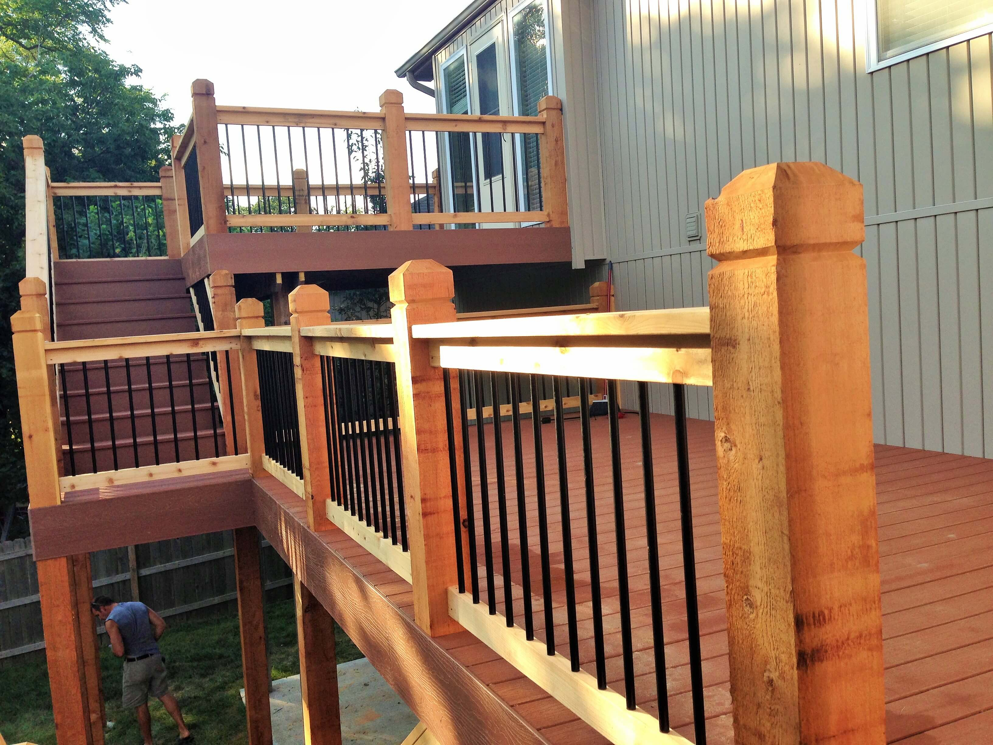 Tamco Evergrain Deck With Cedar Handrail Round Metal Balusters 9 within size 3264 X 2448