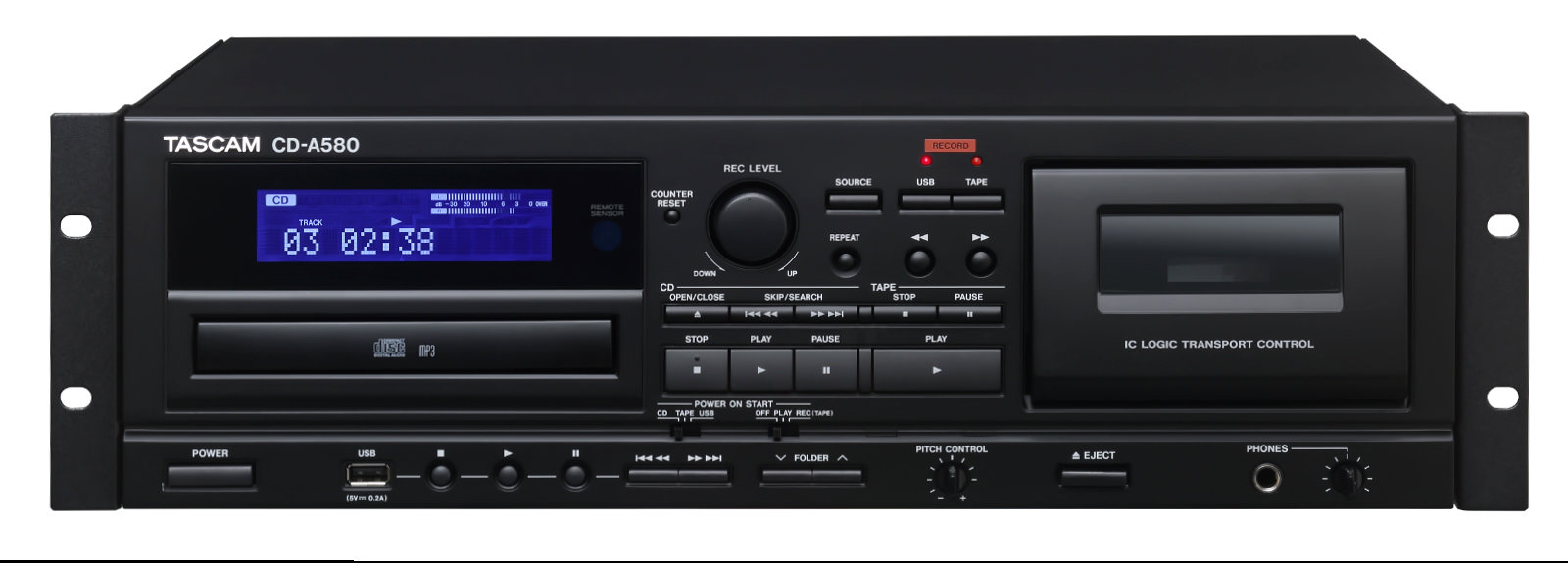 Tascam Cd A580 Cd Player Cassette Deck Usb Recorder pertaining to dimensions 1600 X 575