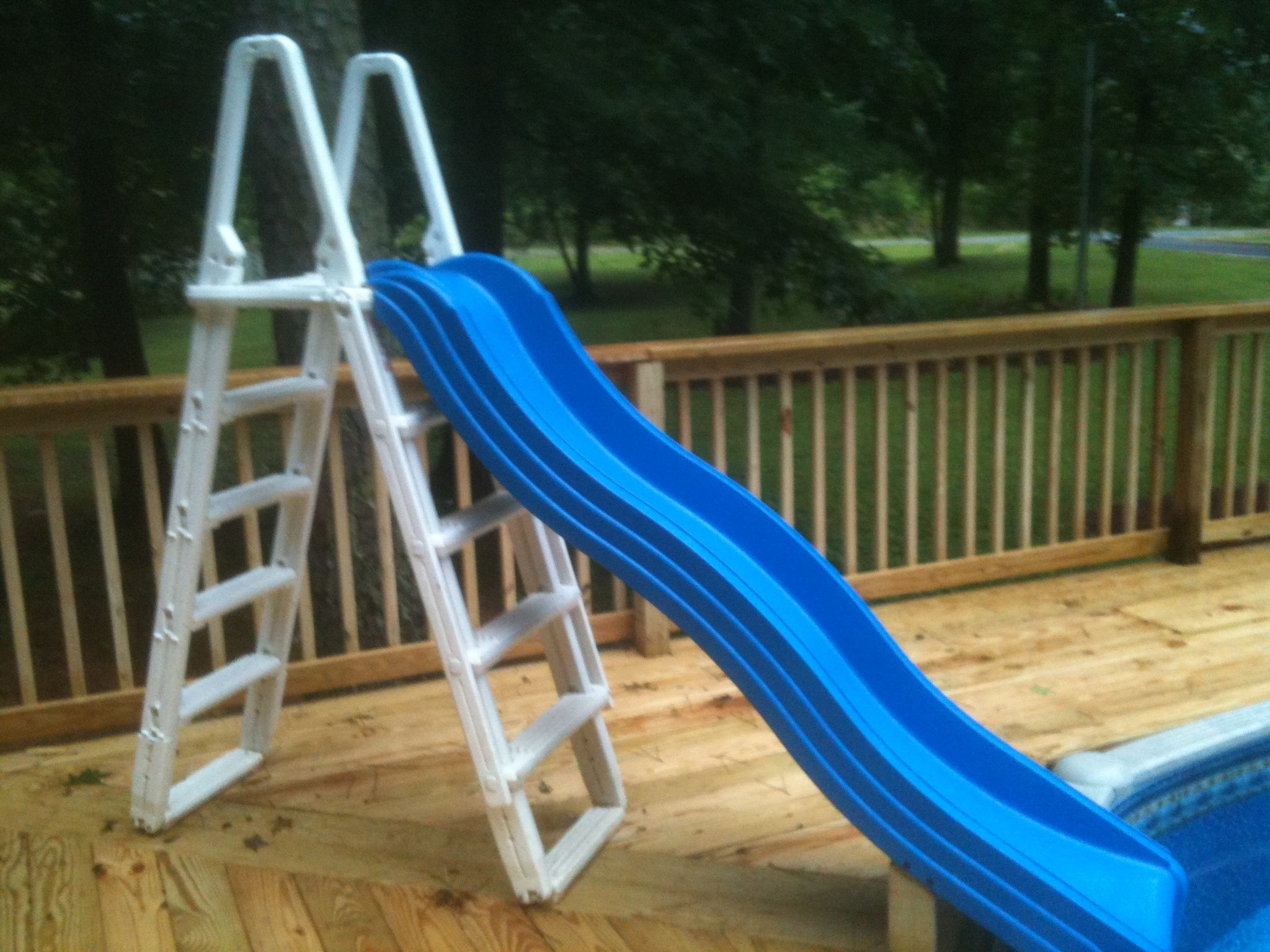 The Pool Slide Is Up Swimming Pool Decks In 2019 Pool Ladder regarding size 2048 X 1536