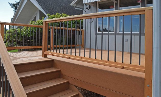 The Railings On This Composite Deck Use Thin Metal Slats To Add for dimensions 2000 X 1333