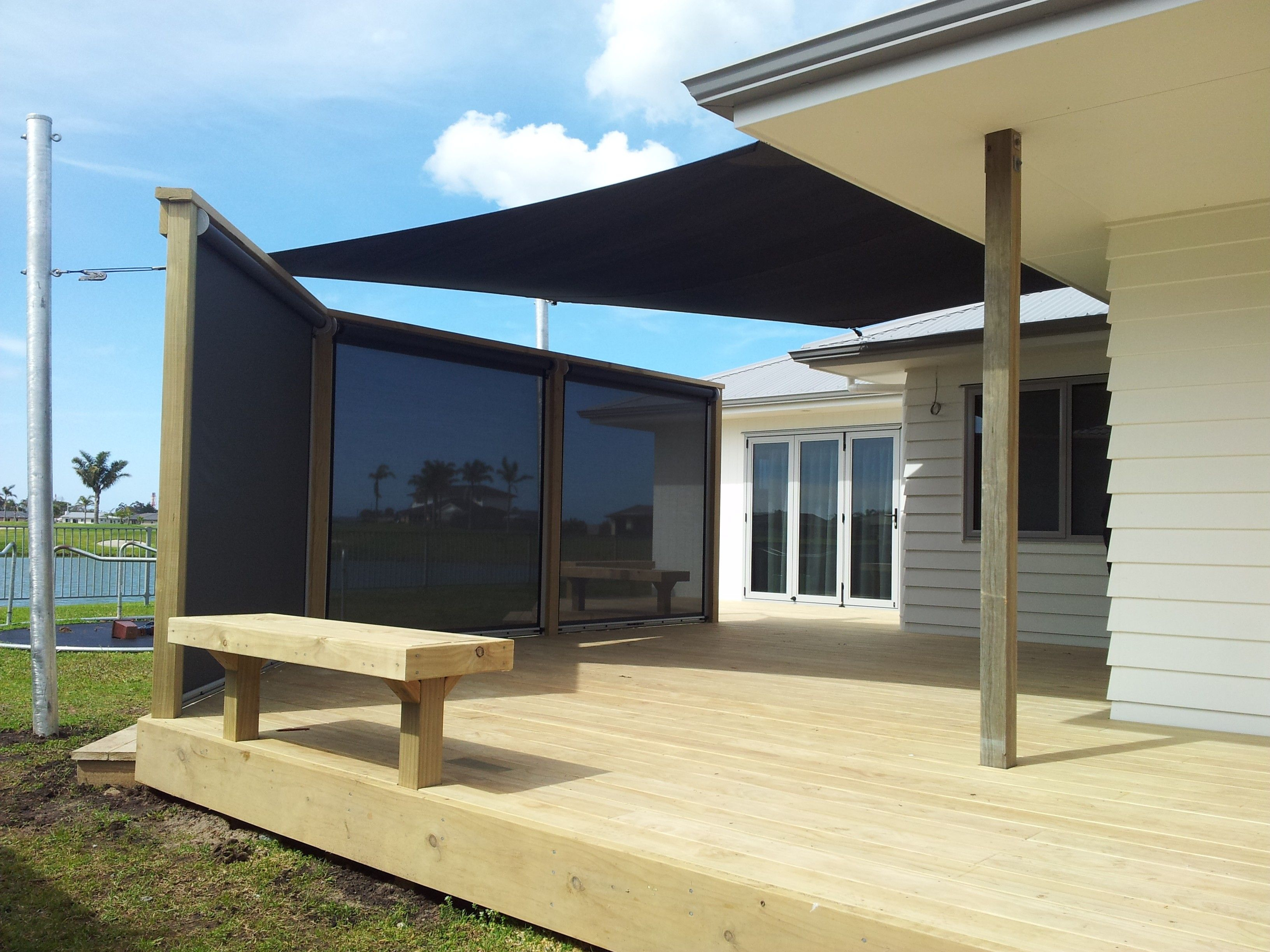 These Screens Give The Owners Privacy And Block The Wind Backyard in size 3264 X 2448