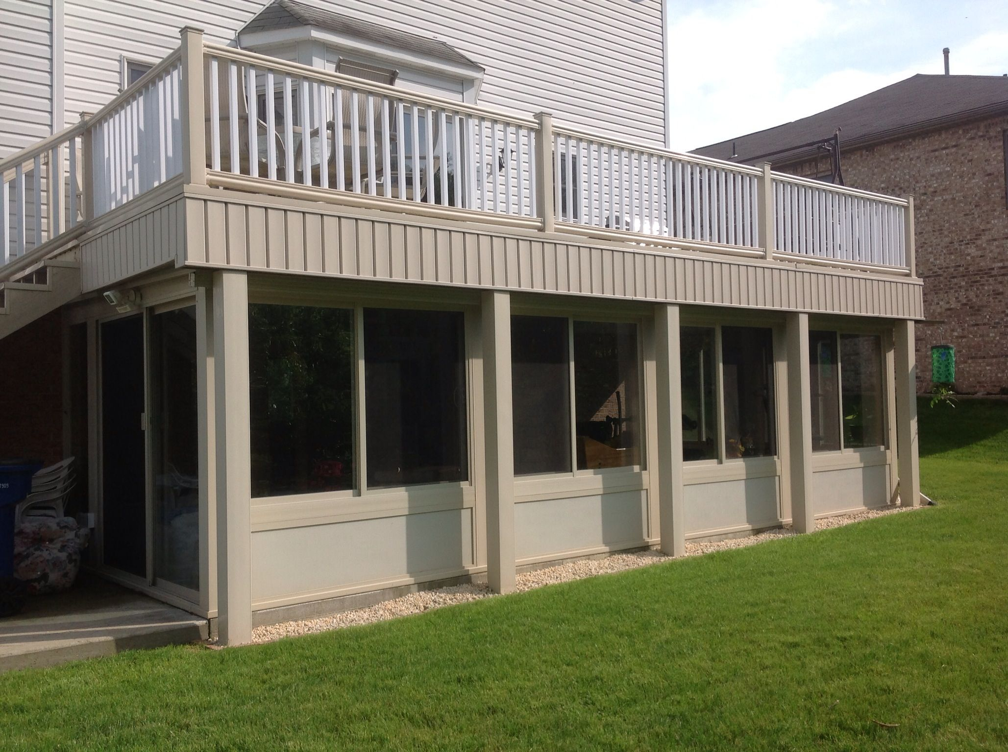 This Is An All Season Sunroom We Built Under Our Composite Deck for size 2057 X 1536