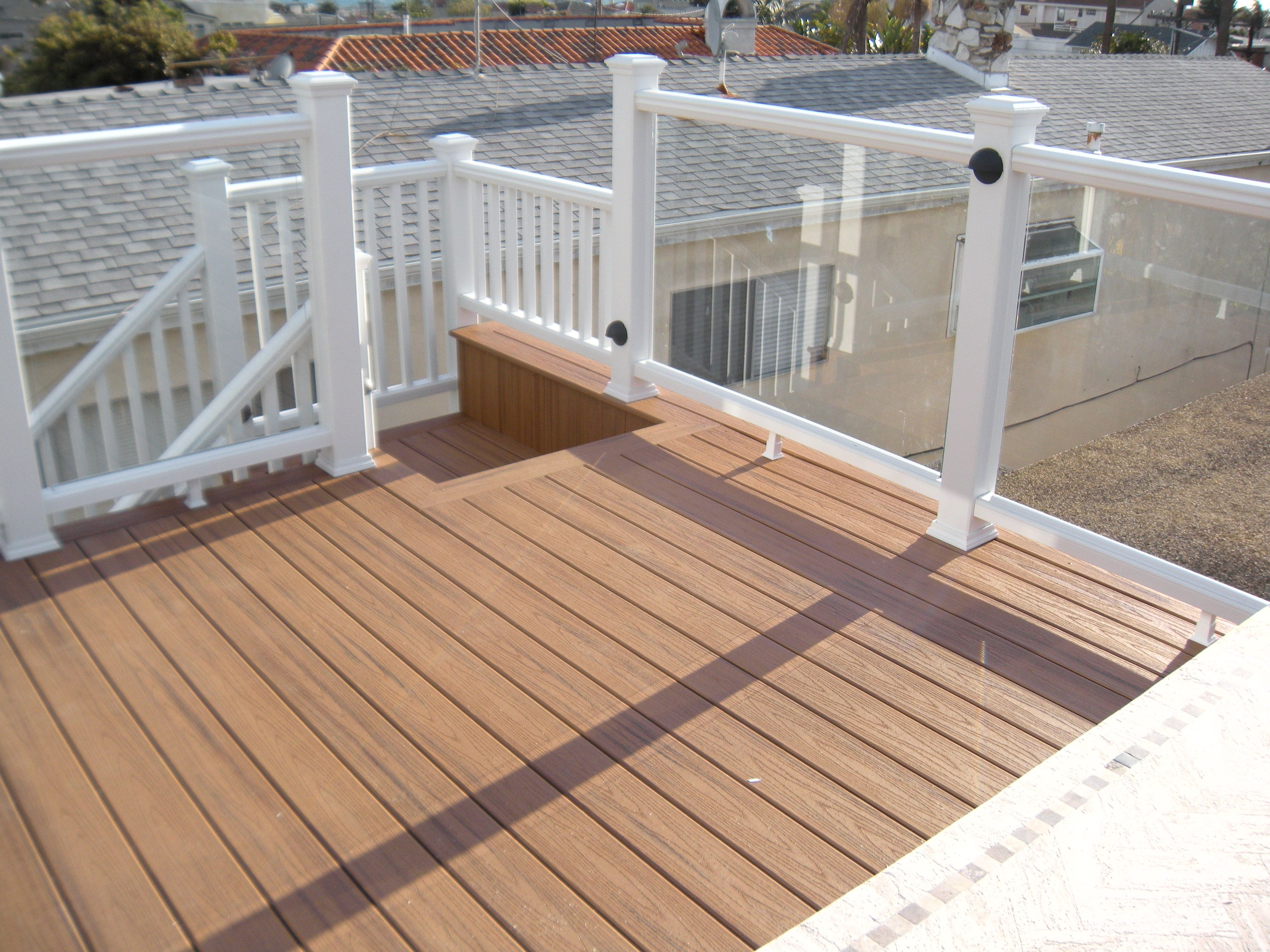 Trex Spiced Rum Deck With Glass Rail Decks Suncoastdeck with regard to size 3648 X 2736