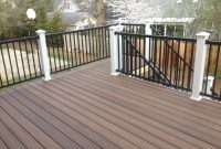 Trex Spiced Rum Decking With White Post Sleeves And Black Aluminum intended for measurements 3264 X 2448