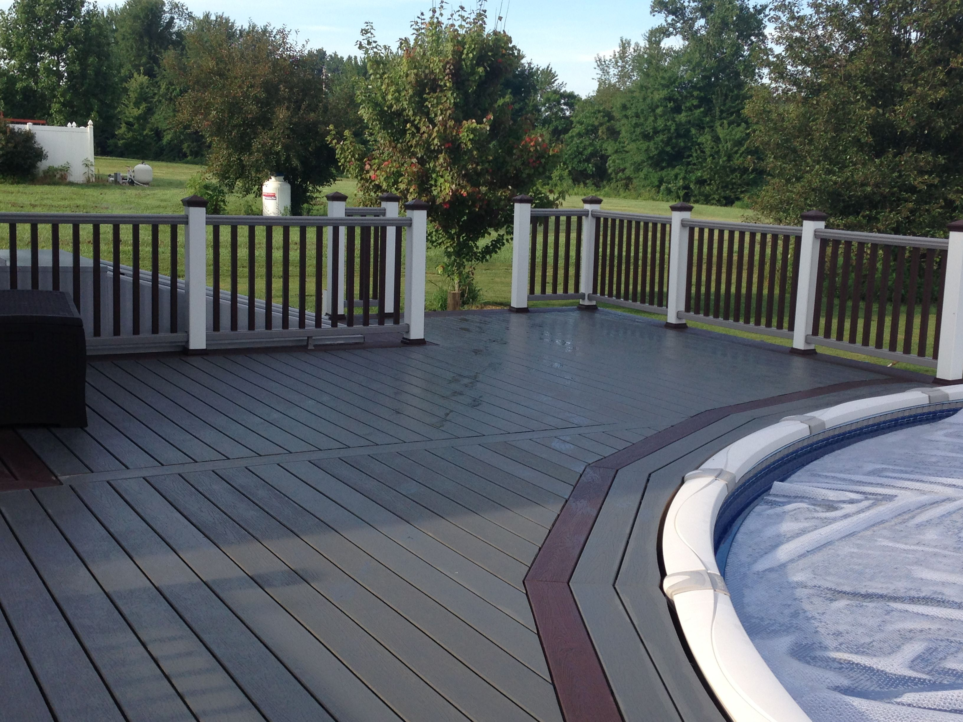 Tricolored Trex Deck With Accent Around Pool Deck Ideas In 2019 with measurements 3264 X 2448