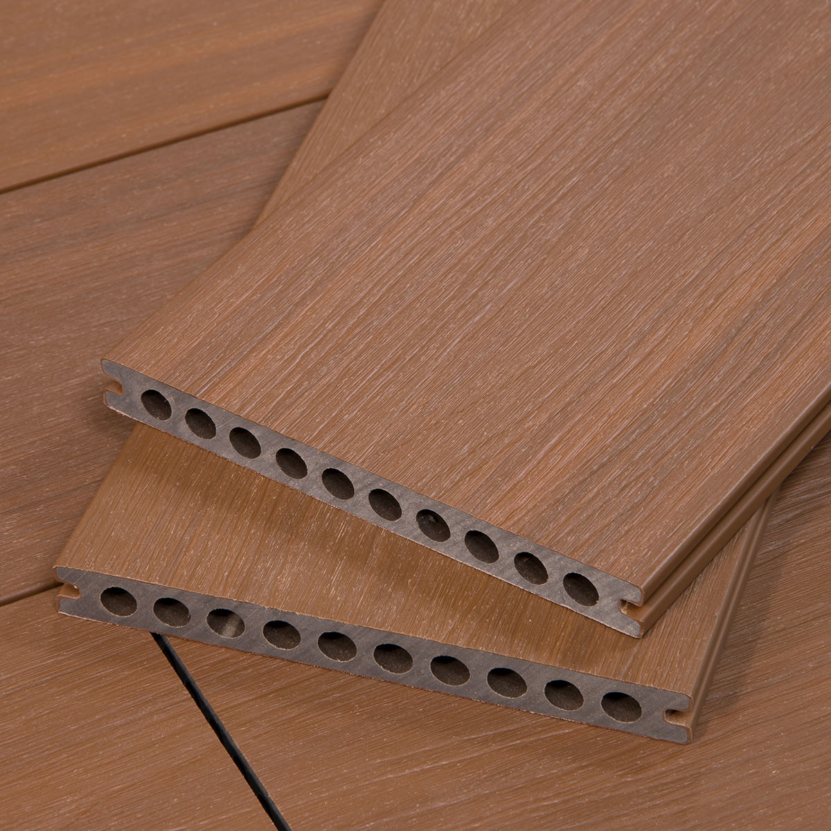Truorganics Composite Decking Material Brown Wood Grain Sample for measurements 1200 X 1200