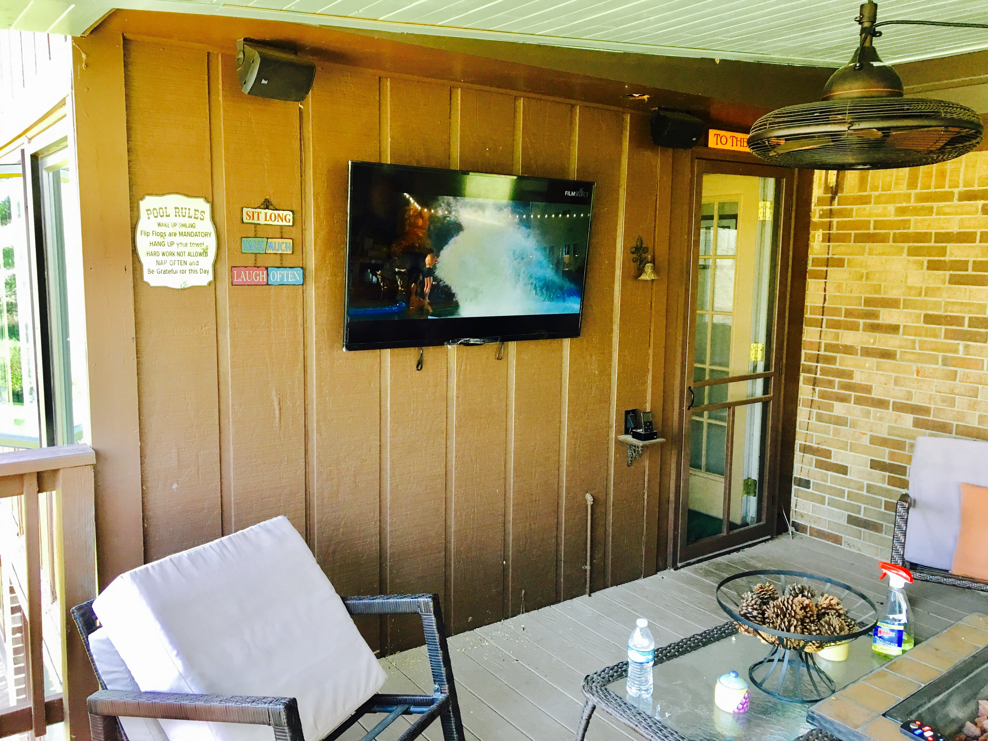 Tv Mounted Outside Underneath A Covered Deck Berea Ky Platinum throughout sizing 4032 X 3024