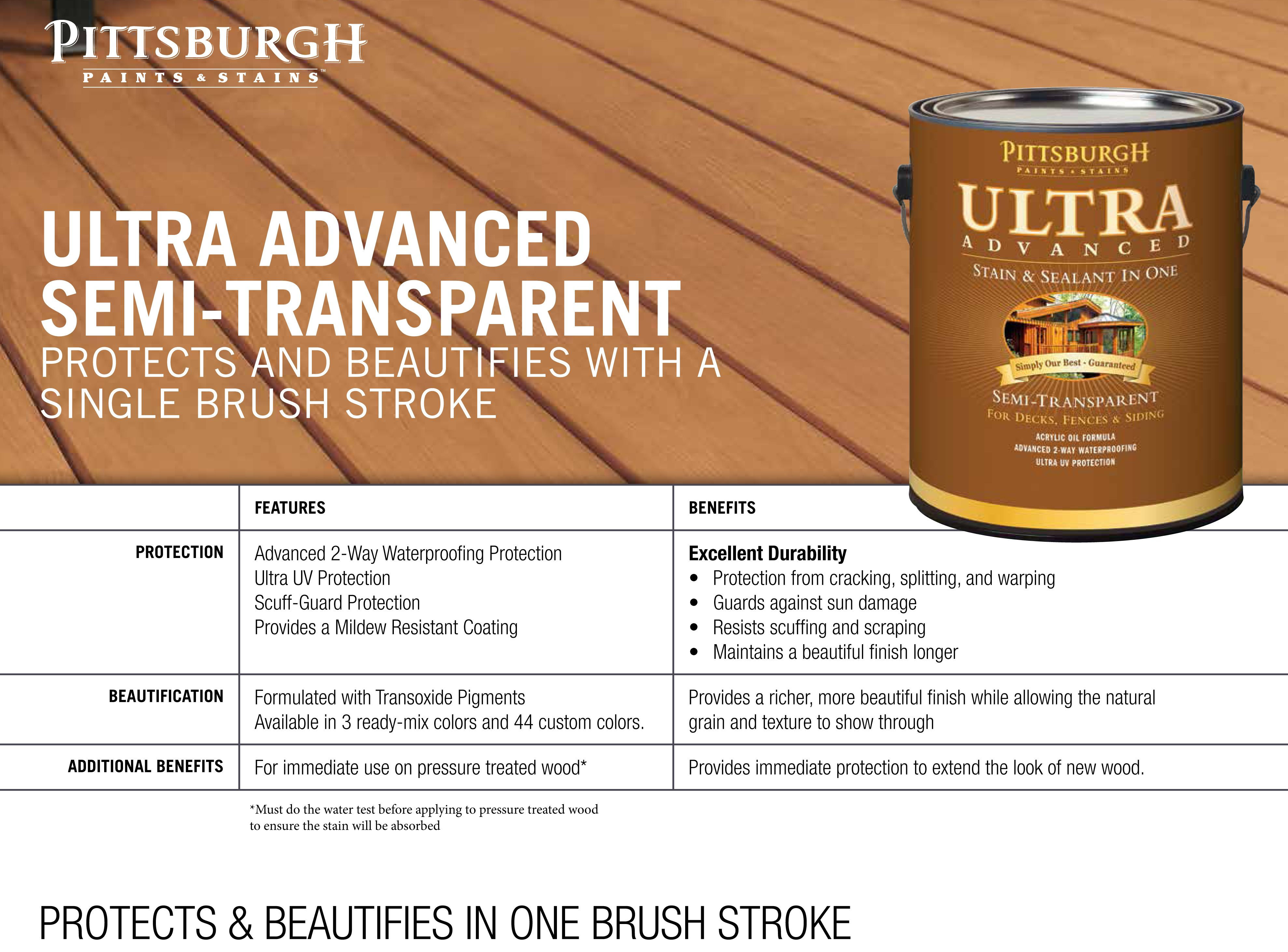 Ultra Advanced Exterior Stain Semi Transparent Pittsburgh Paints in size 3957 X 2926