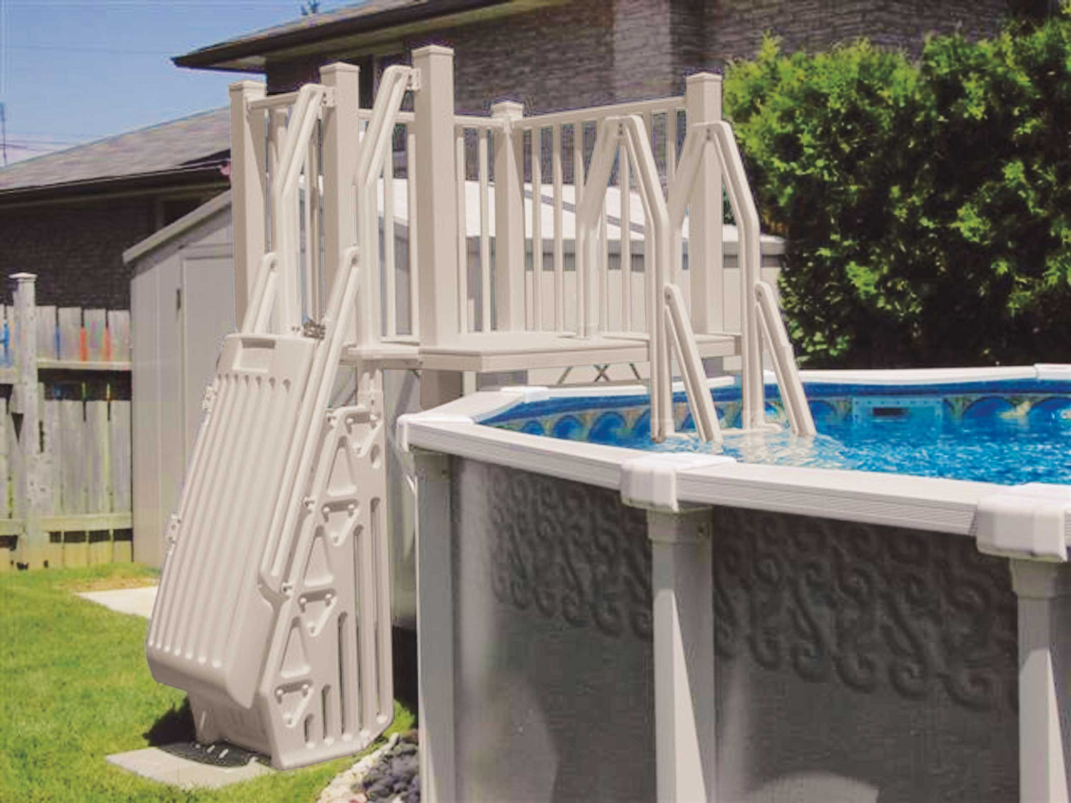 Vinyl Works Above Ground Swimming Pool Resin Deck Kit Taupe 5 X 5 pertaining to size 2100 X 1575