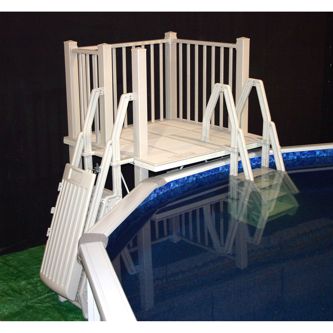 Vinylworks 5 X 5 Ft Resin Deck Kit With Steps And Gate Pool throughout size 1080 X 1080