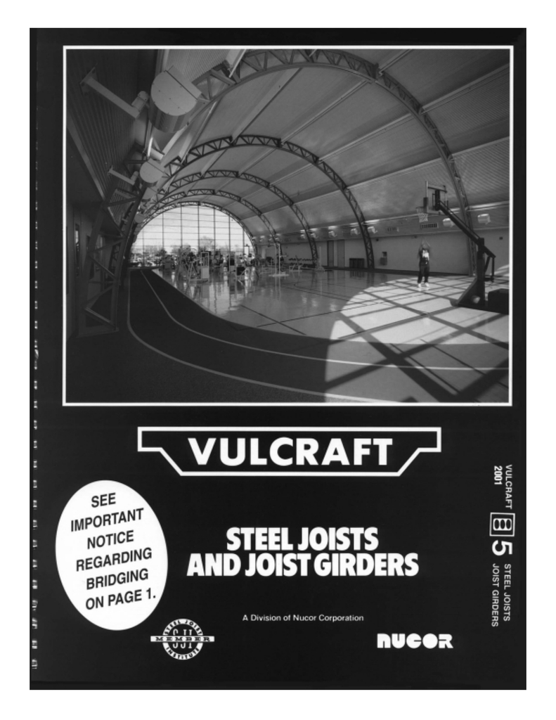 Vulcraft Steel Joists And Joist Girders Catalog pertaining to proportions 791 X 1024